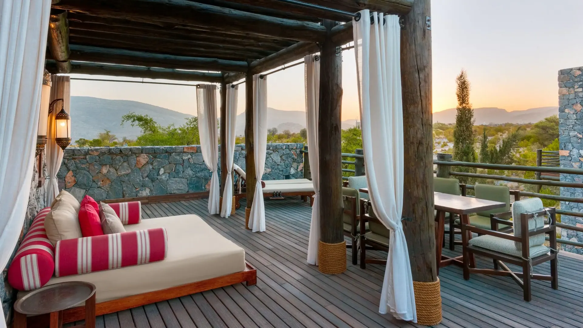 decking area on jabal terrace at alila jabal akhdar oman
