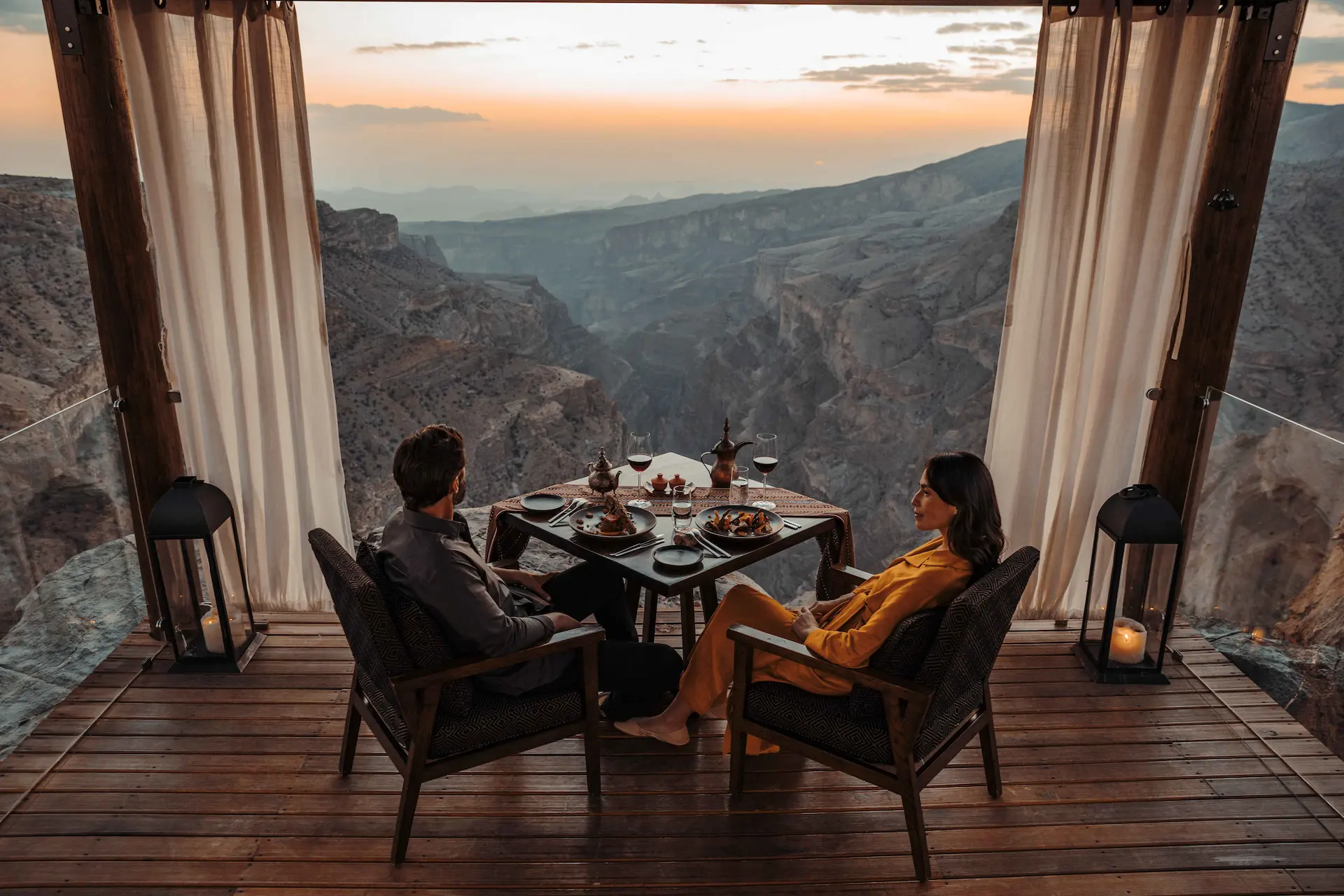 dinner with view at alila jabal akhdar oman