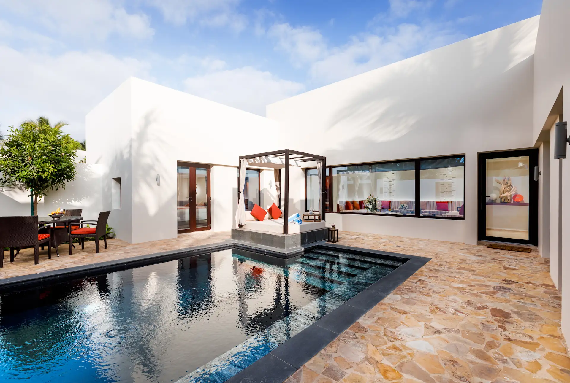exterior of two bedroom garden view pool villa at al baleed resort salalah by anantara oman