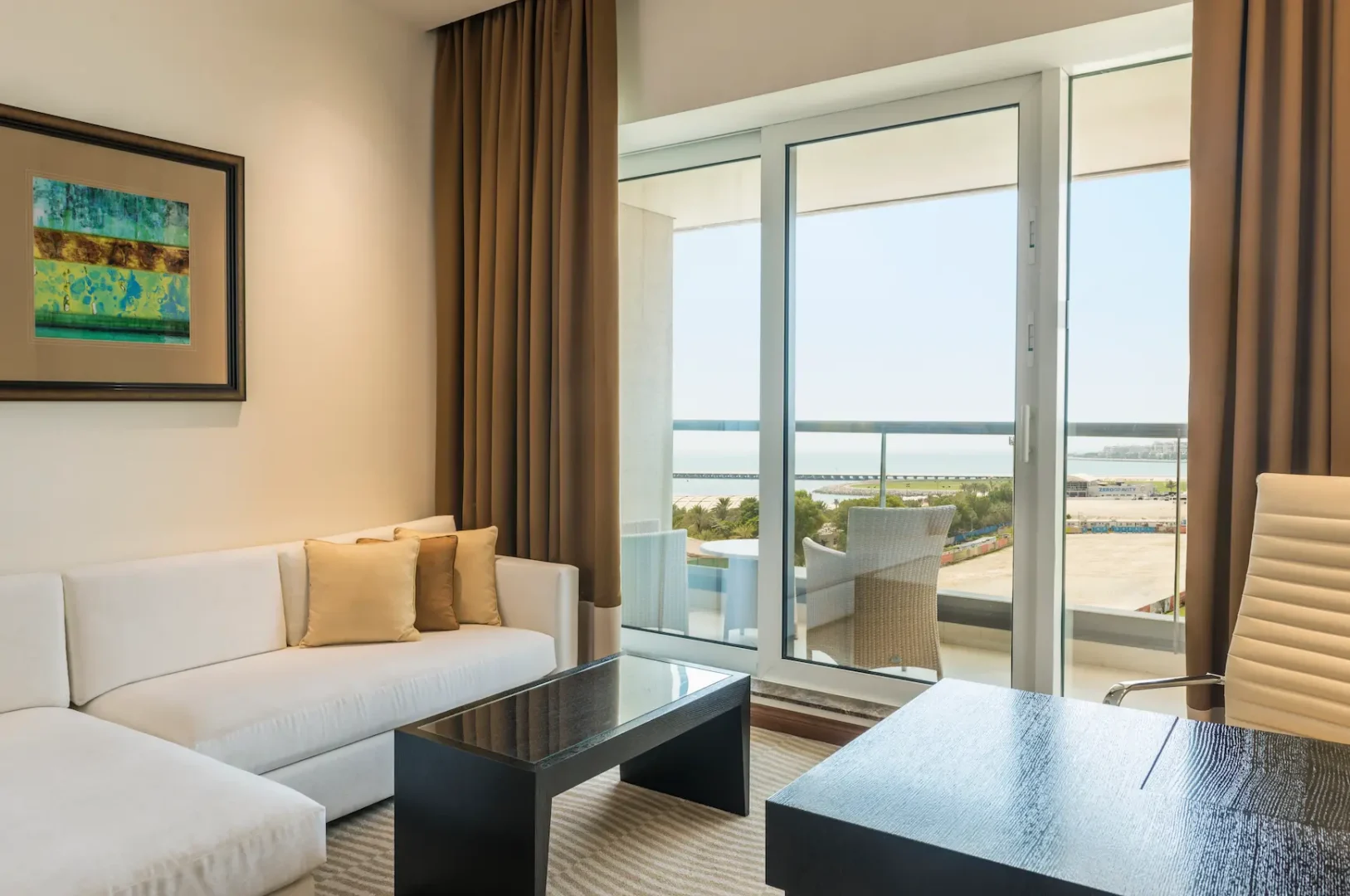 grosvenor house dubai premier room living room featuring refined luxury seating and elegant contemporary design