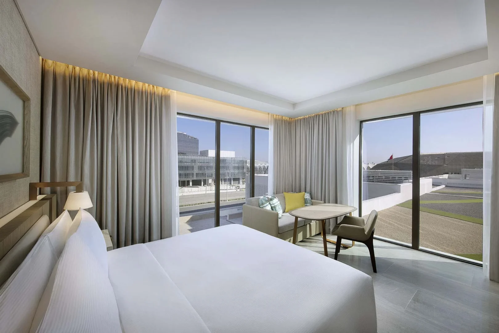 hilton abu dhabi yas island king guest room interior with resort view
