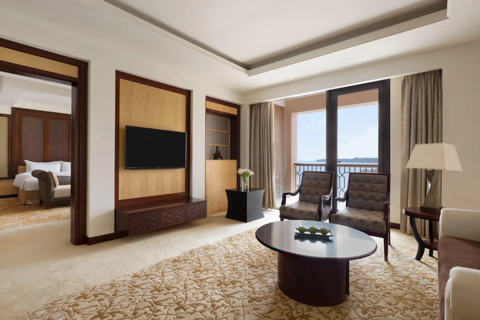 lounge deluxe one suite with sea view al husn hotel muscat oman