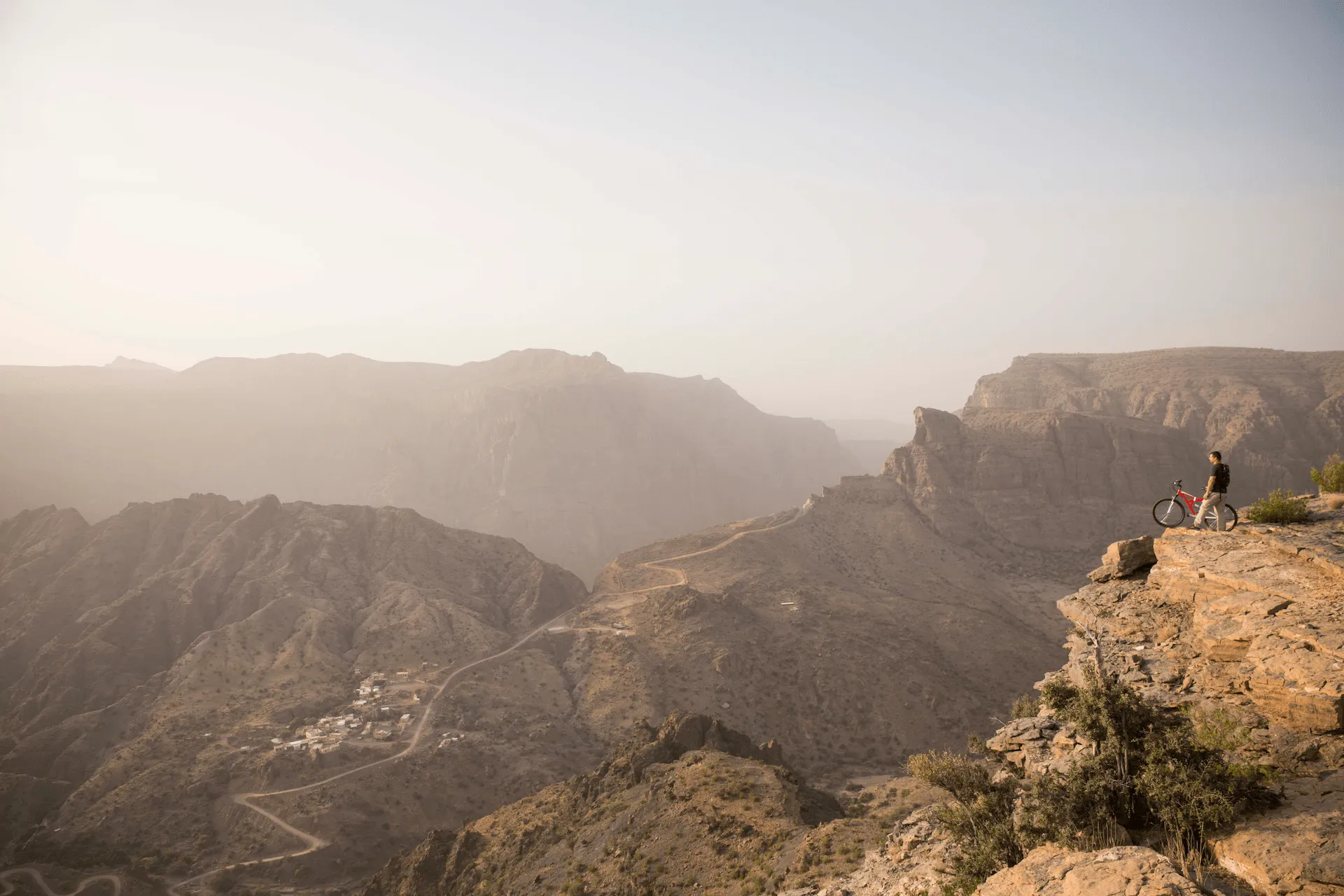mountain biking cliff anantara al jabal al akhdar oman