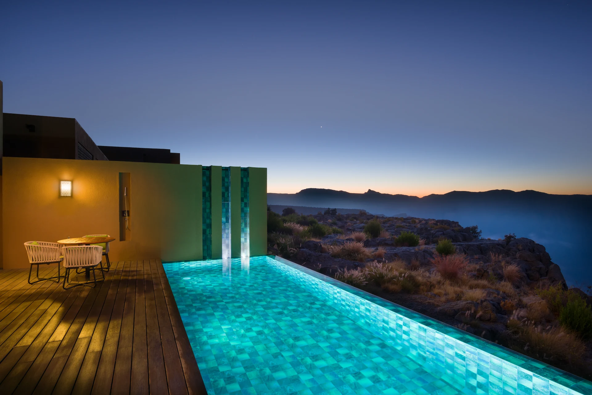 night pool long one bedroom anantara cliff pool villa anantara al jabal al akhdar oman