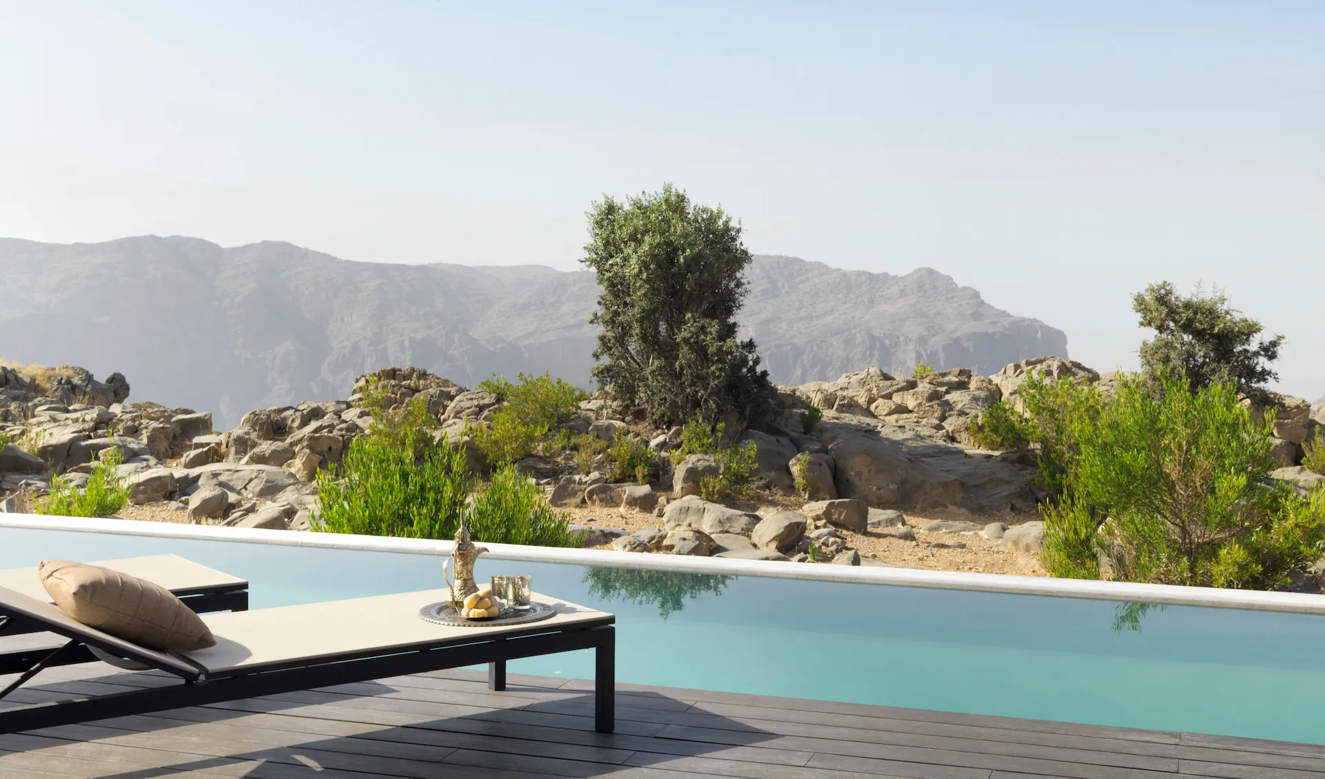 pool lounger bedroom cliff pool villa anantara al jabal al akhdar oman