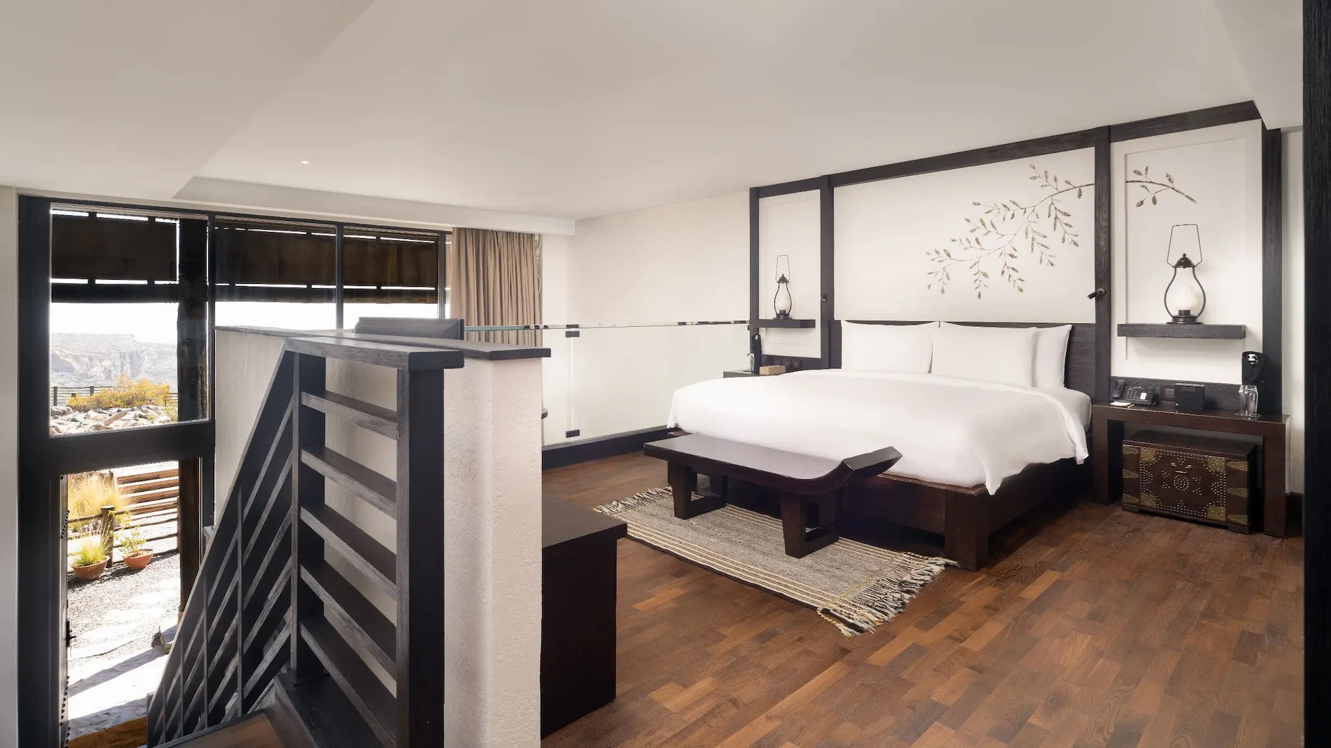 room with bed in suite at alila jabal akhdar oman