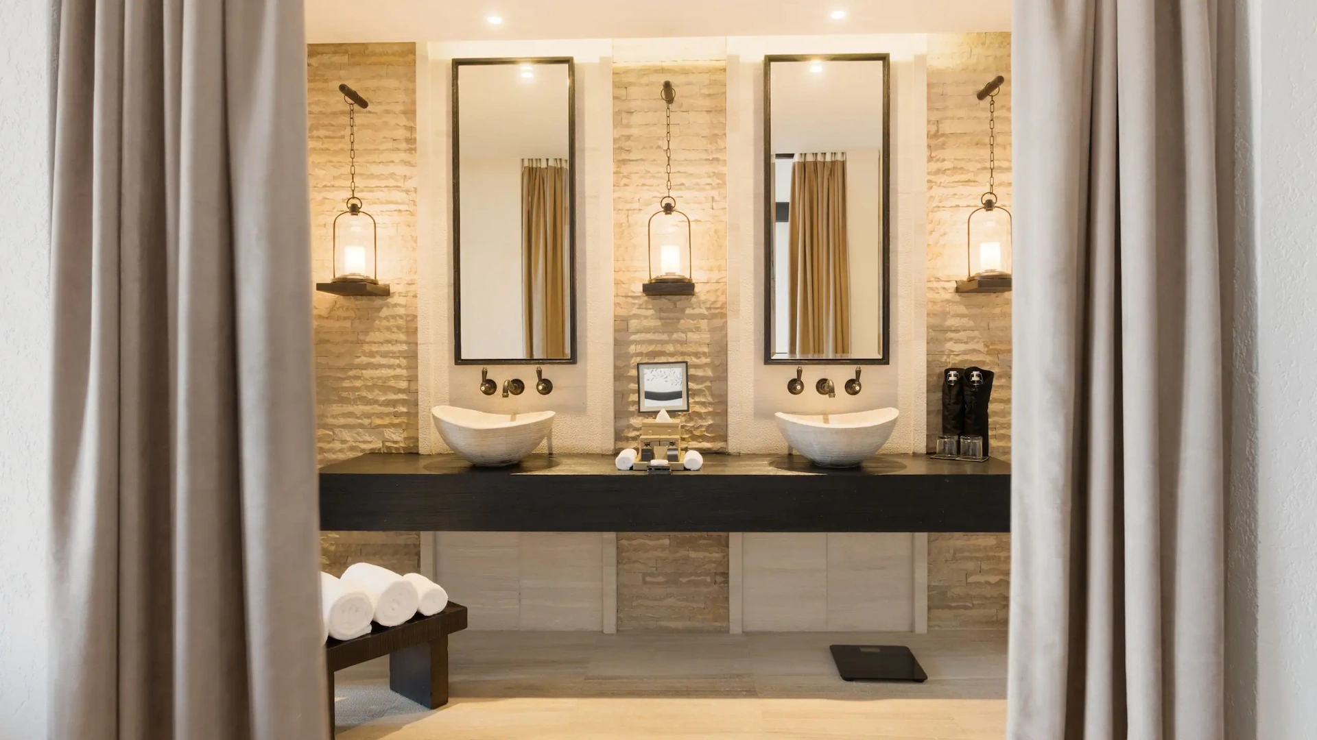 sinks in jabal horizon view room at alila jabal akhdar oman
