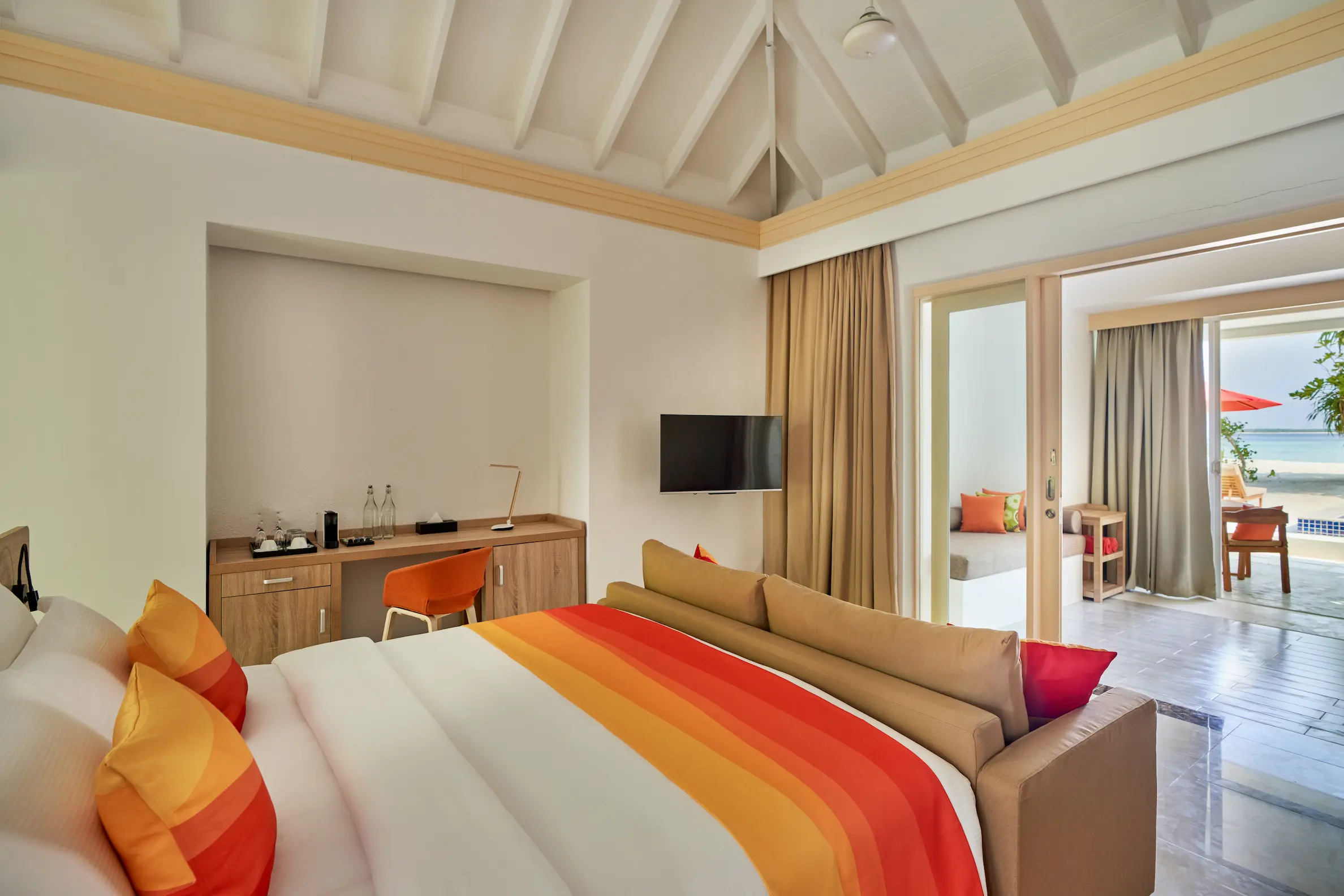 siyam world maldives beach suite with pool bedroom with serene ocean view luxury design