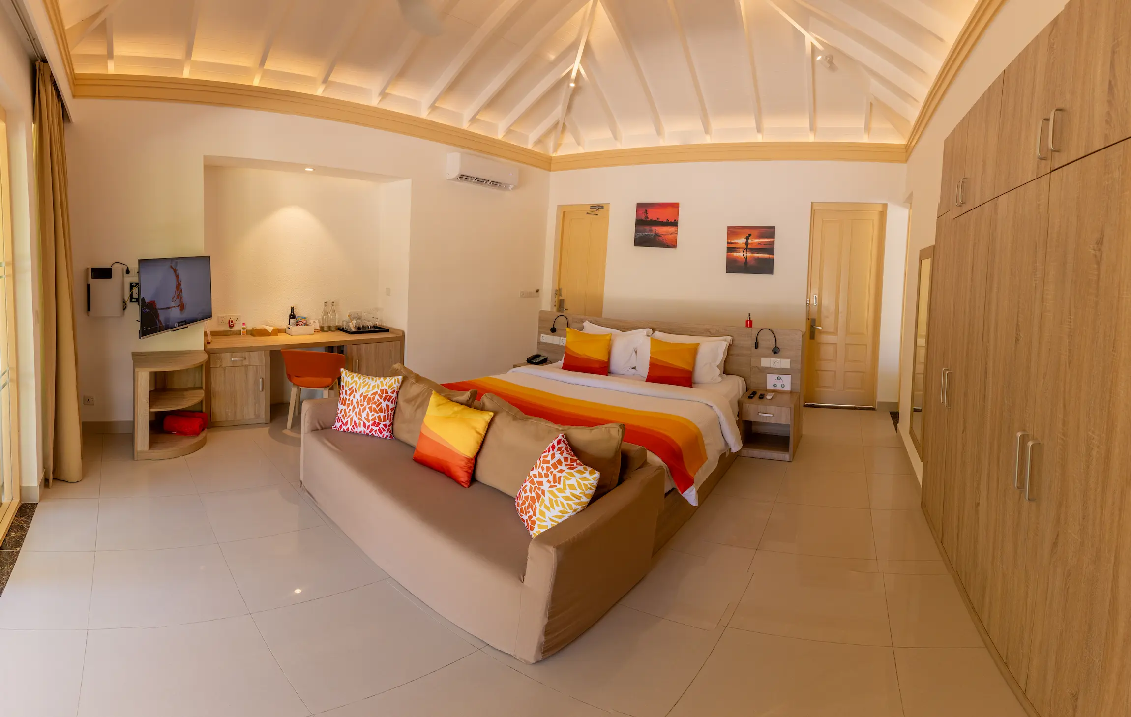 siyam world maldives three bedroom pool beach villa bedroom with refined beachfront luxury interior