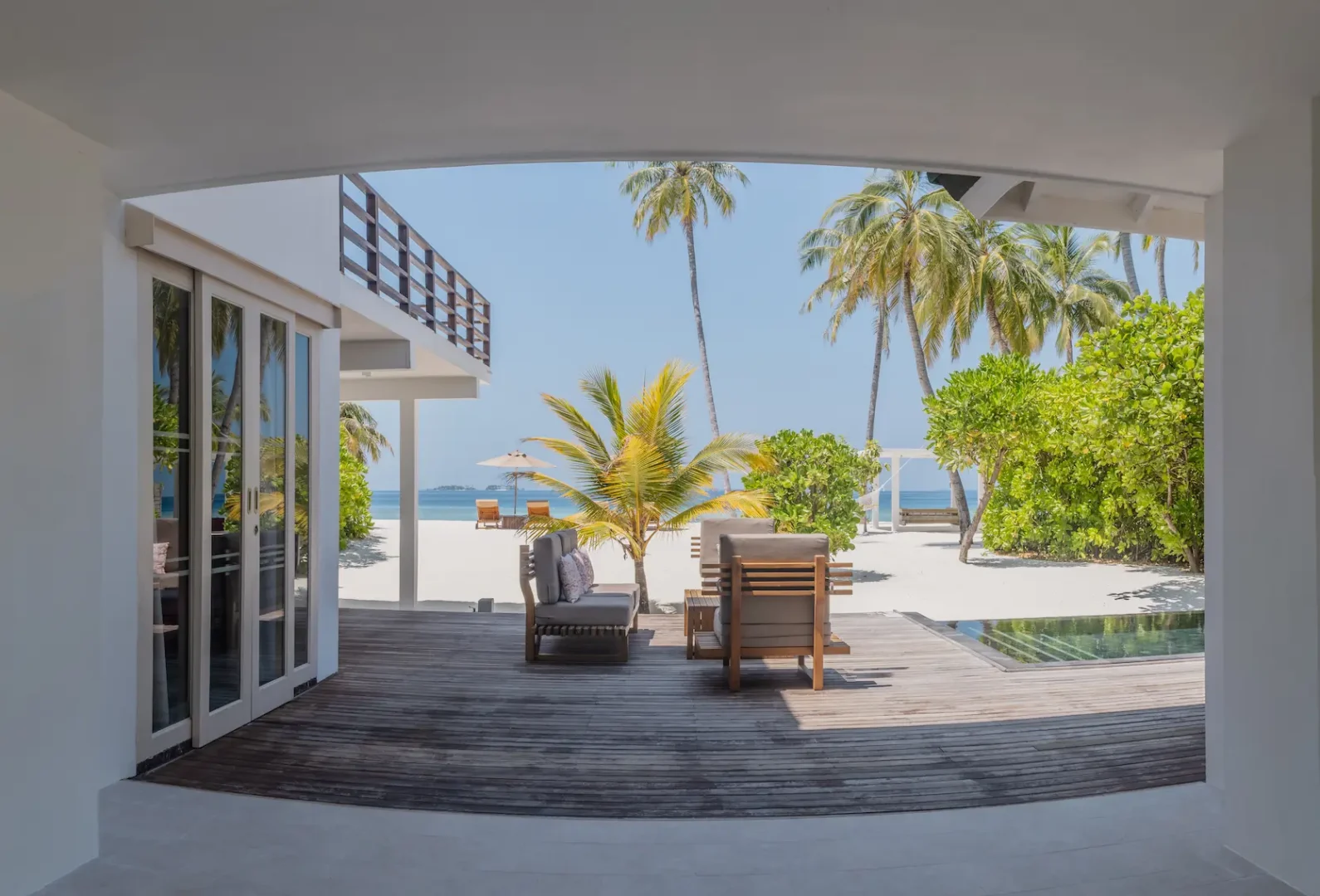 siyam world maldives two bedroom beach residence with pool front terrace offering elegant private beachfront luxury