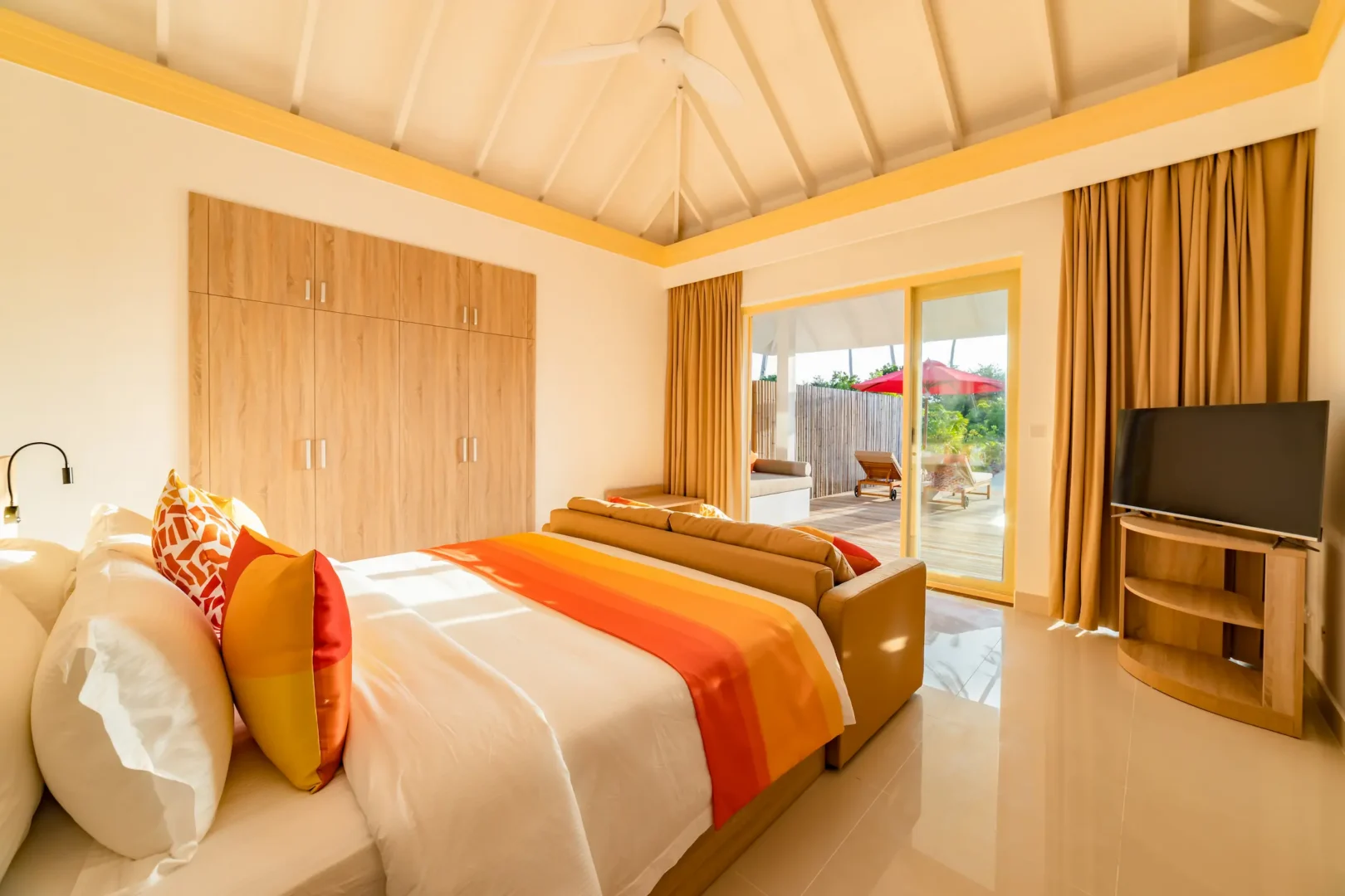 siyam world maldives two bedroom pool beach villa bedroom with elegant beachfront luxury interior