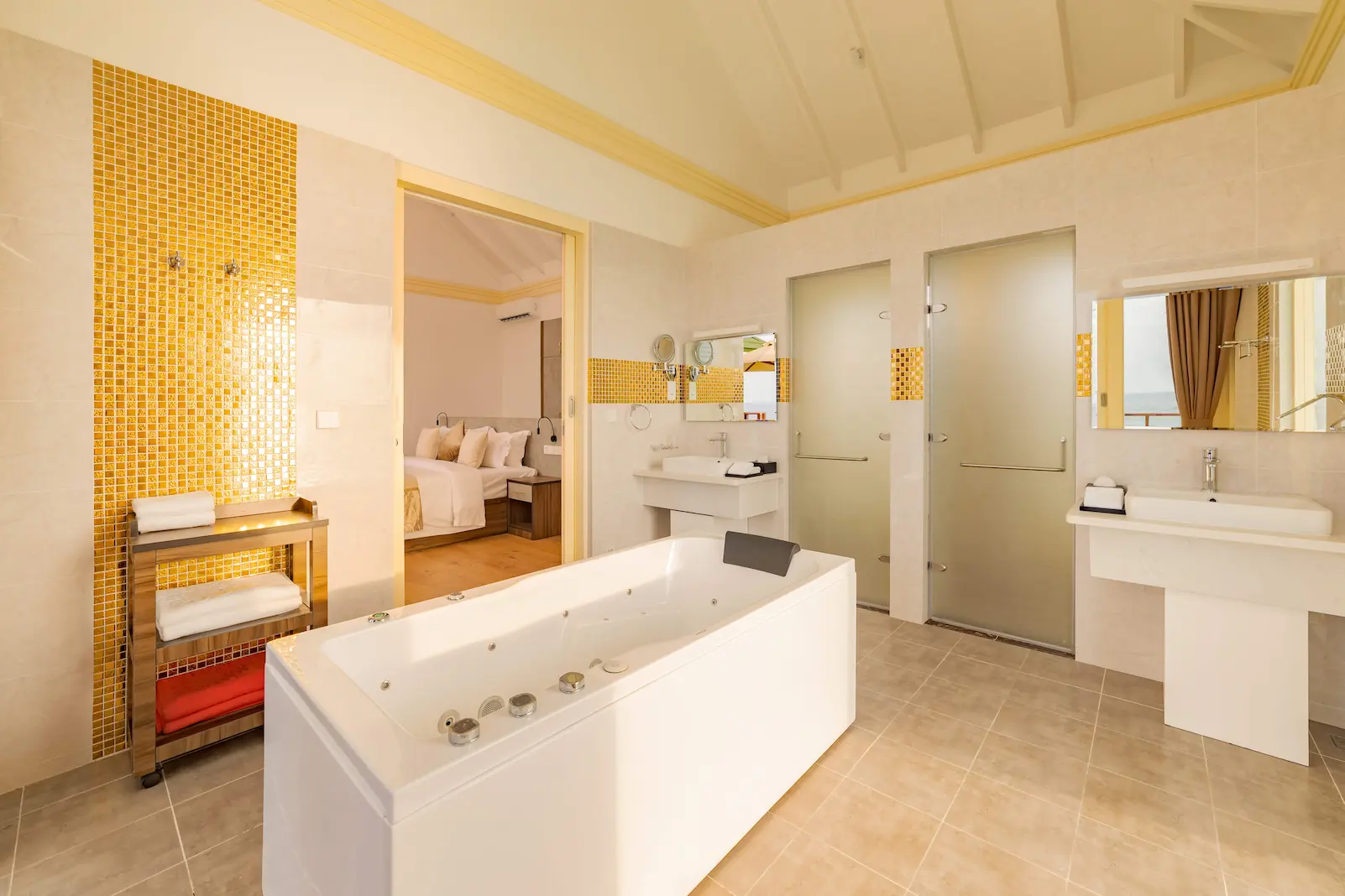 siyam world maldives water pavilion bathroom featuring elegant overwater luxury design