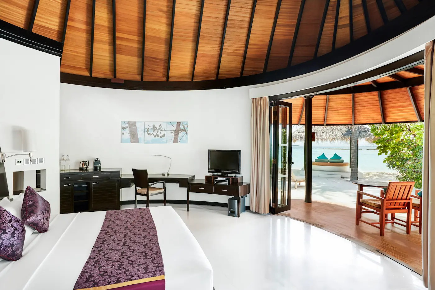 luxury deluxe beach villa one bedroom at sun siyam iru fushi maldives beachfront accommodation