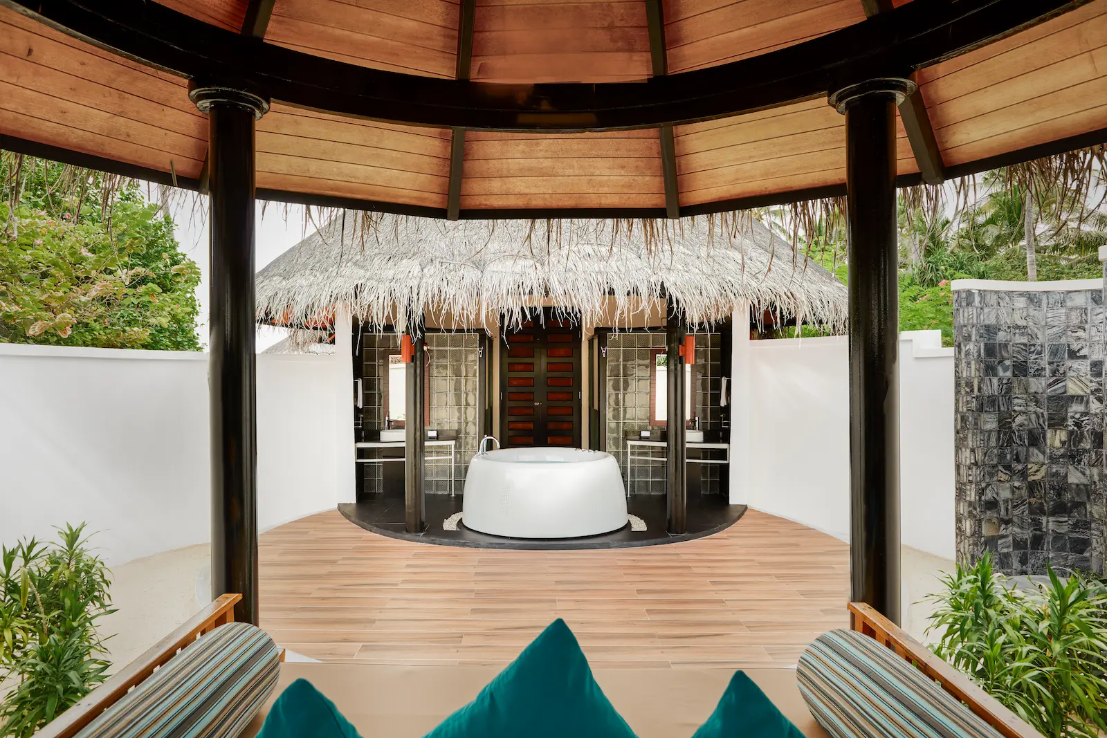 luxury deluxe beach villa with pool bathroom at sun siyam iru fushi maldives private beachfront accommodation
