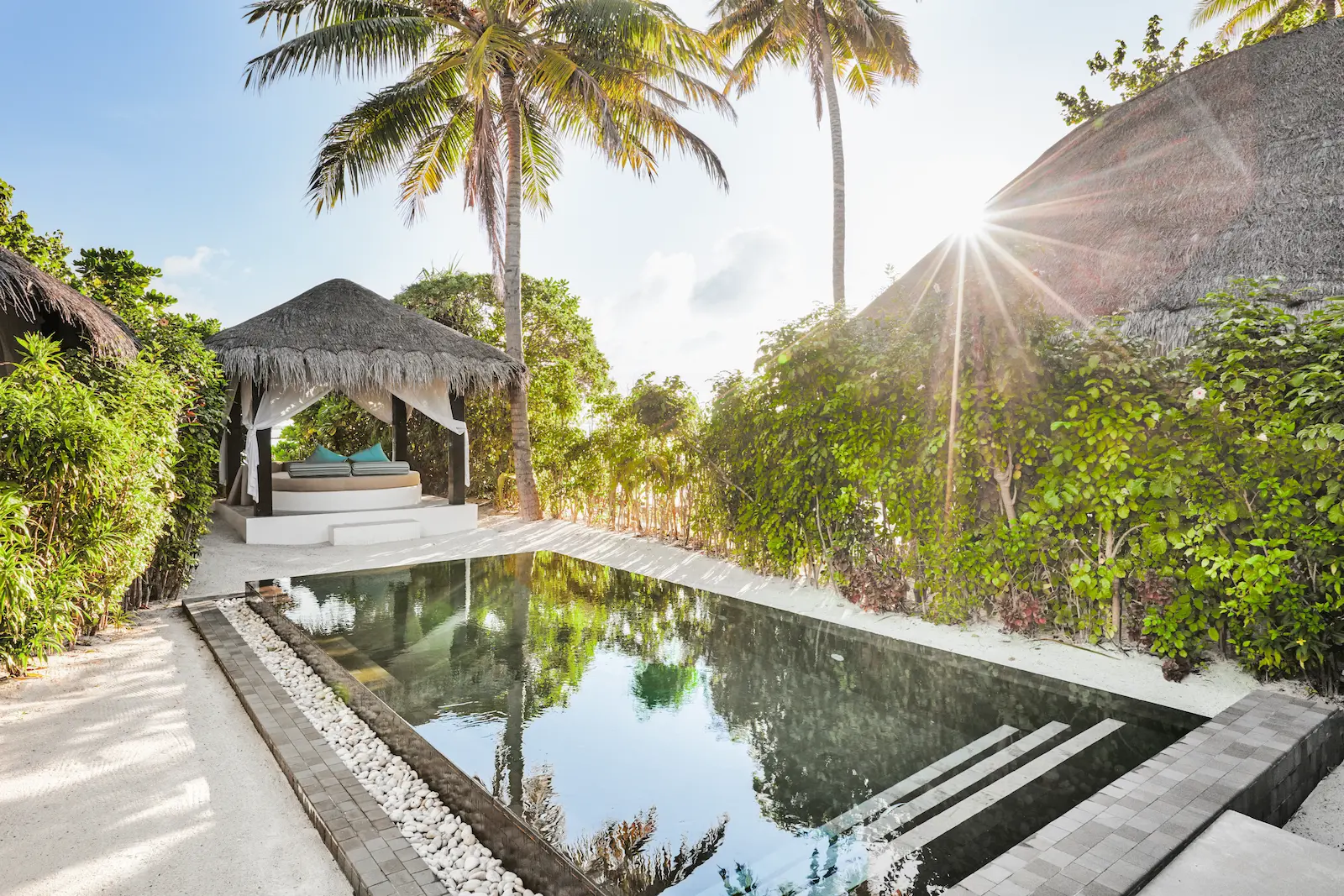 luxury deluxe beach villa with pool at sun siyam iru fushi maldives private beachfront accommodation