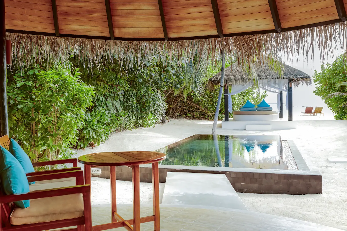 luxury deluxe beach villa with pool terrace at sun siyam iru fushi maldives private beachfront accommodation