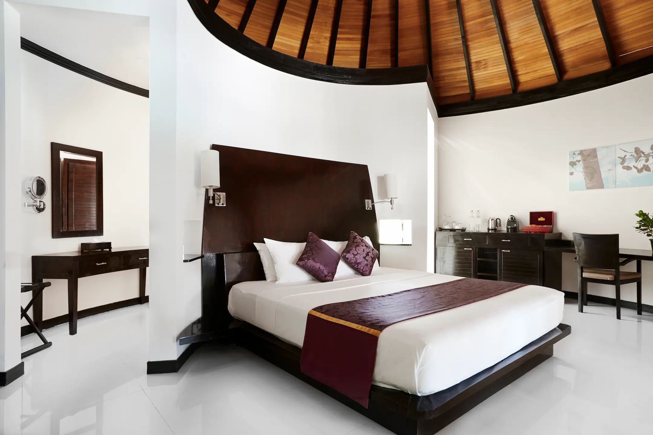 luxury deluxe family beach villa bedroom at sun siyam iru fushi maldives private beachfront accommodation