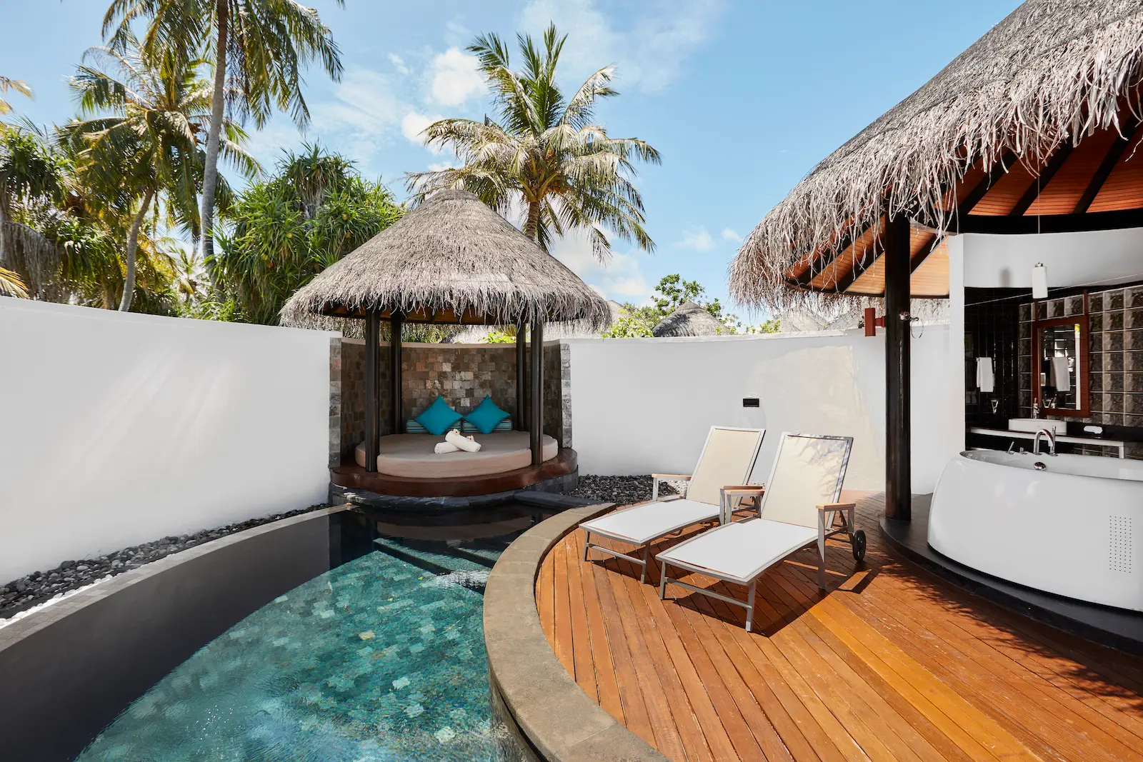 luxury pool beach villa cabana at sun siyam iru fushi maldives private beachfront accommodation