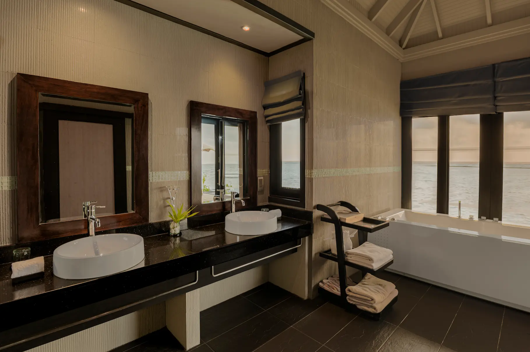 luxury sunset horizon water villa with pool bathroom at sun siyam iru fushi maldives overwater accommodation