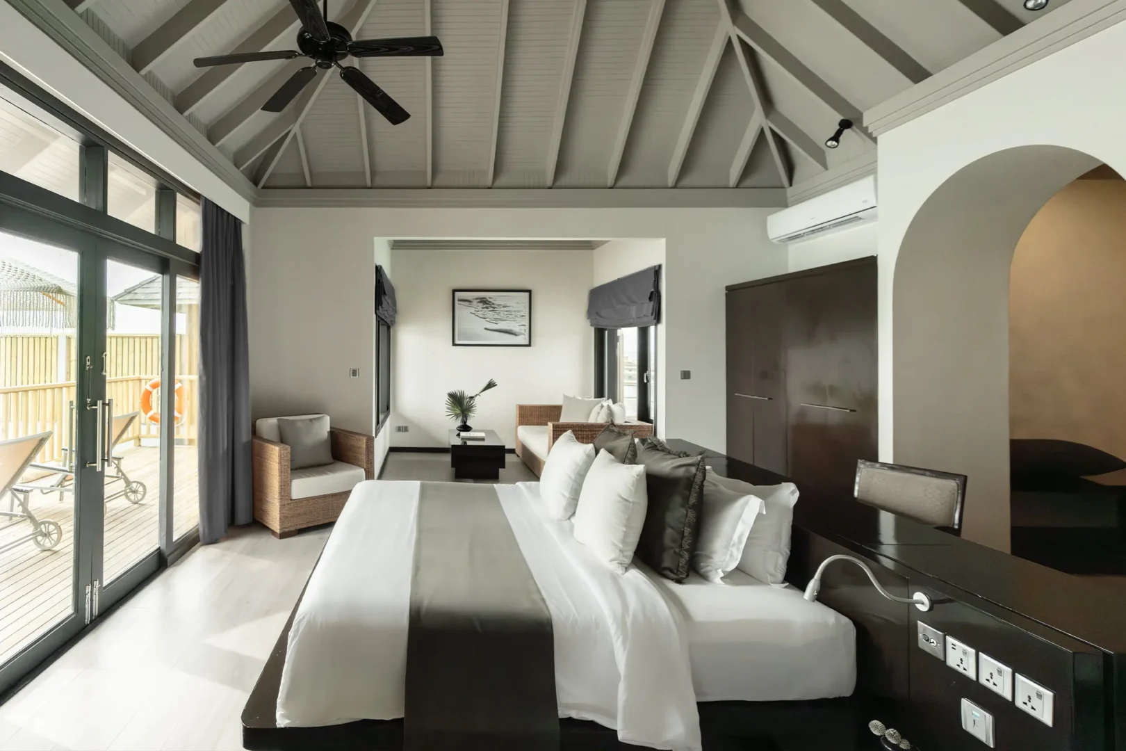 luxury sunset horizon water villa with pool interior at sun siyam iru fushi maldives overwater accommodation