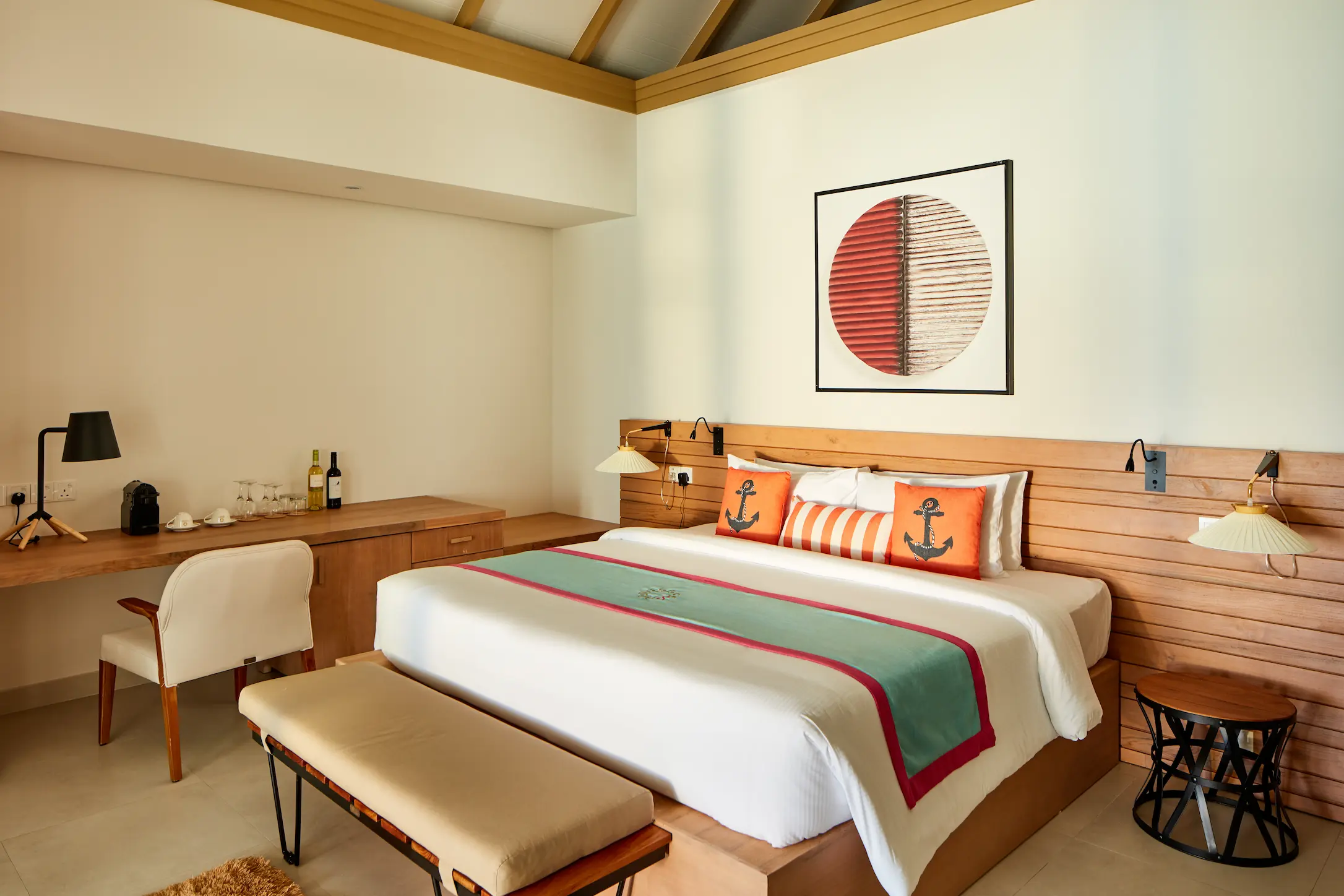sun siyam iru veli maldives family beach villa with pool bedroom featuring comfortable sleeping space natural textures and relaxed island style