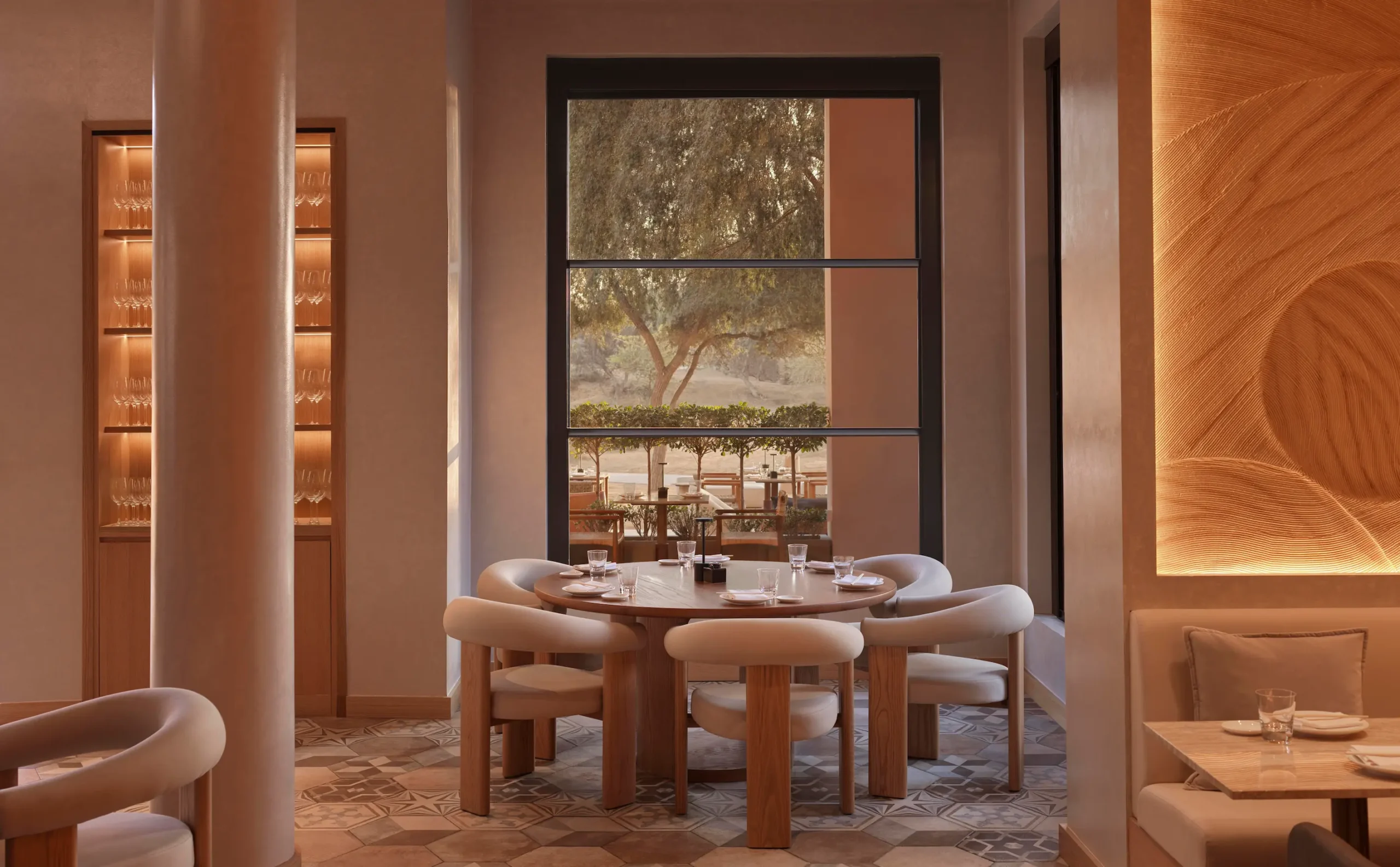 the ritz carlton ras al khaimah al wadi desert zuma interior elegant restaurant design