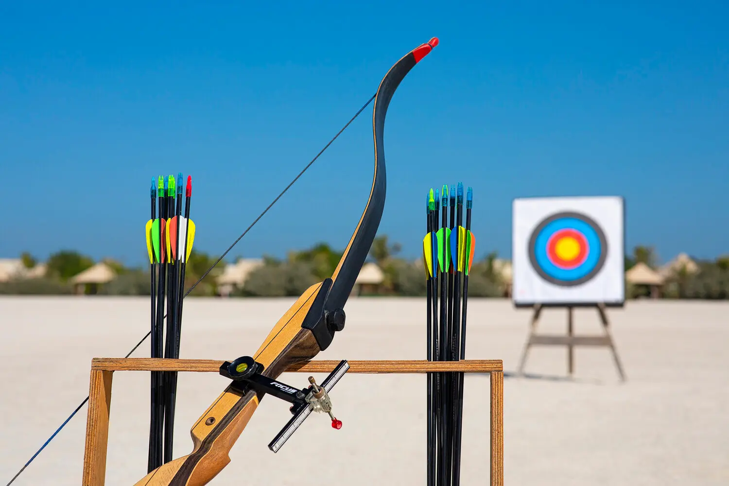 the ritzcarlton al hamra beach archery kids club offering a fun supervised archery activity designed for younger guests