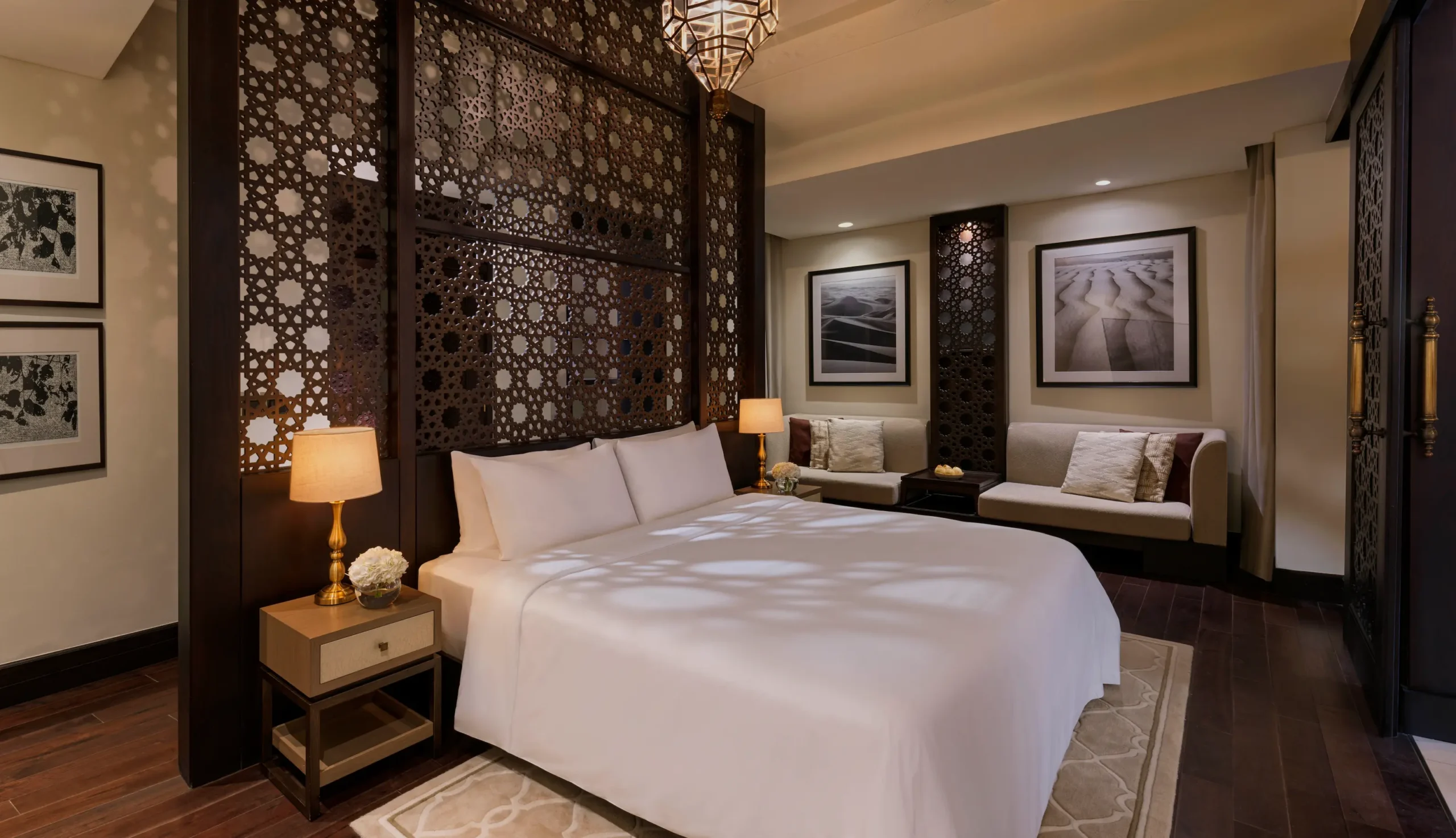 the ritzcarlton al wadi desert al rimal enclosed bedroom featuring an elegant bedroom design with enhanced privacy and refined desert style