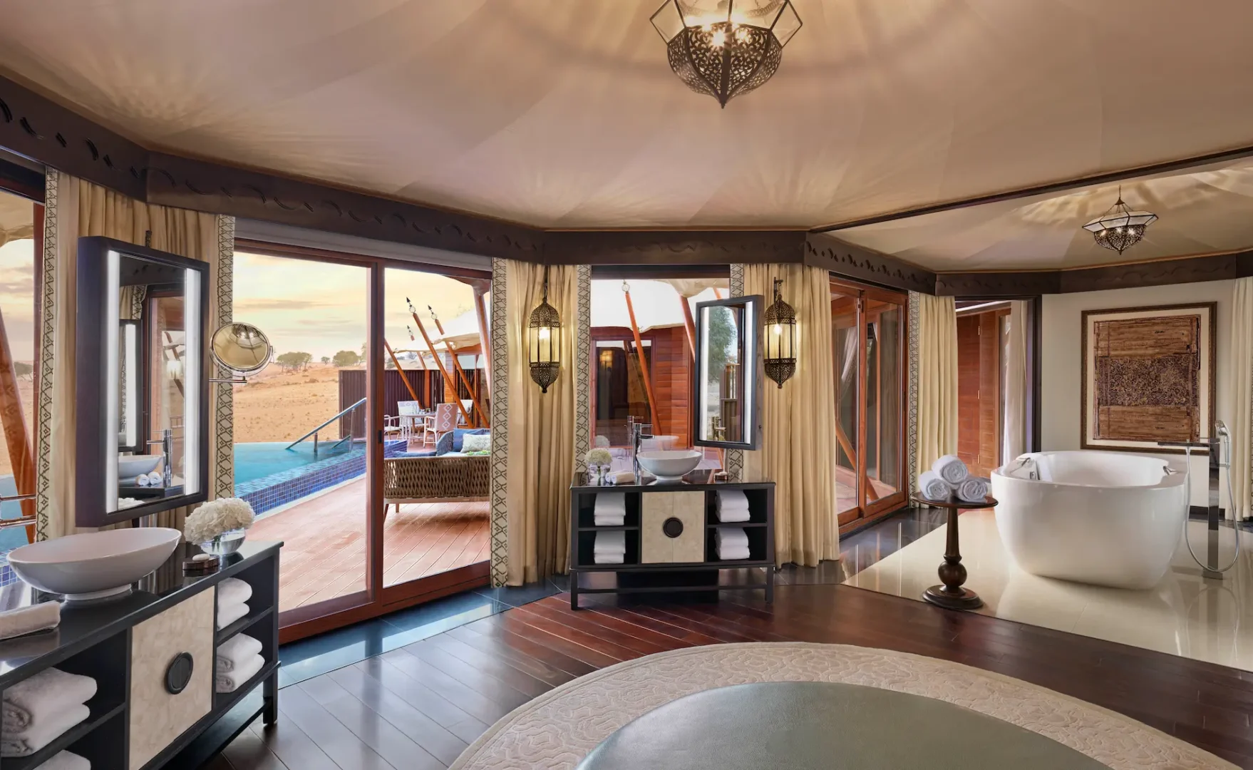 the ritzcarlton al wadi desert al sahari secluded bathroom with a refined indoor bathing space designed for privacy and relaxation