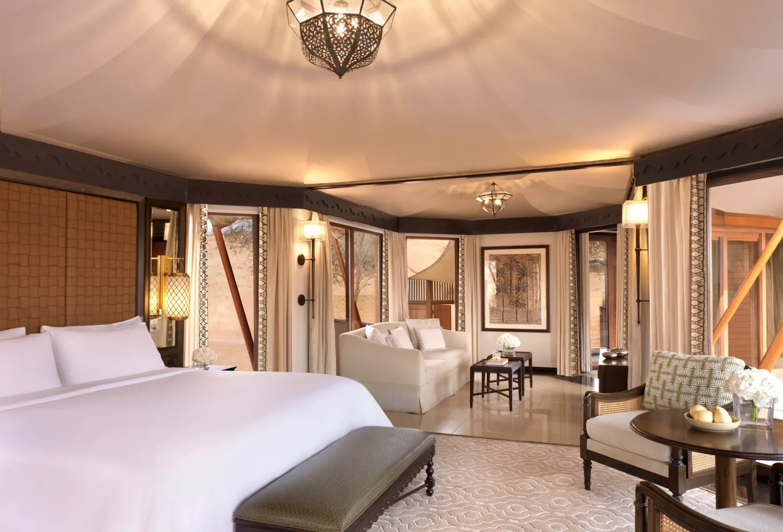the ritzcarlton al wadi desert al sahari secluded bedroom b with an elegant bedroom design surrounded by serene desert views