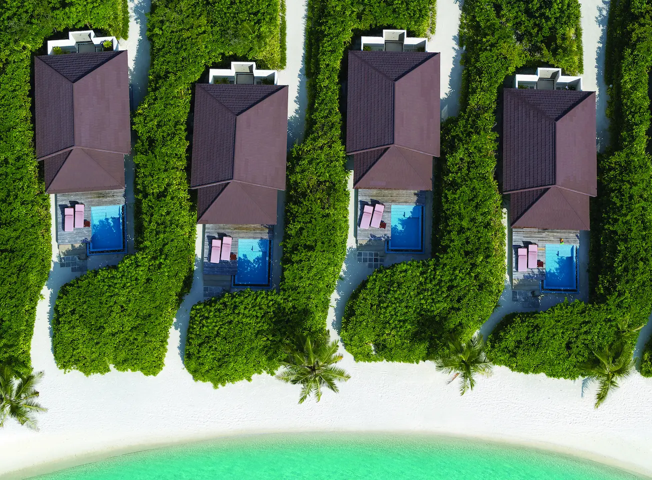 aerial view of luxury beach villa with private pool at varu by atmosphere maldives surrounded by tropical lagoon