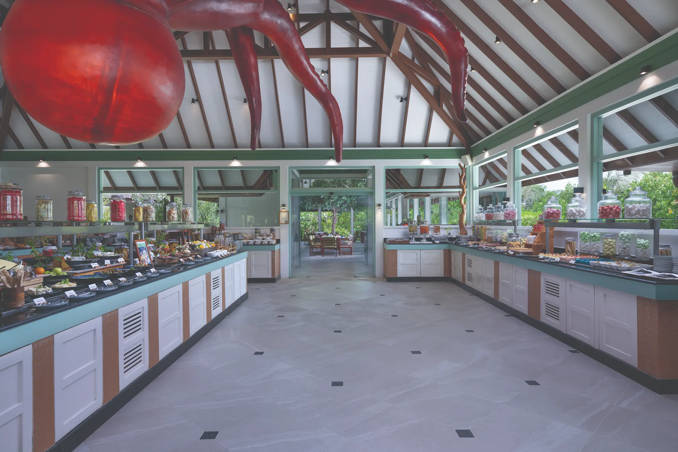 interior of lime and chilli dining venue at varu by atmosphere maldives with vibrant contemporary design