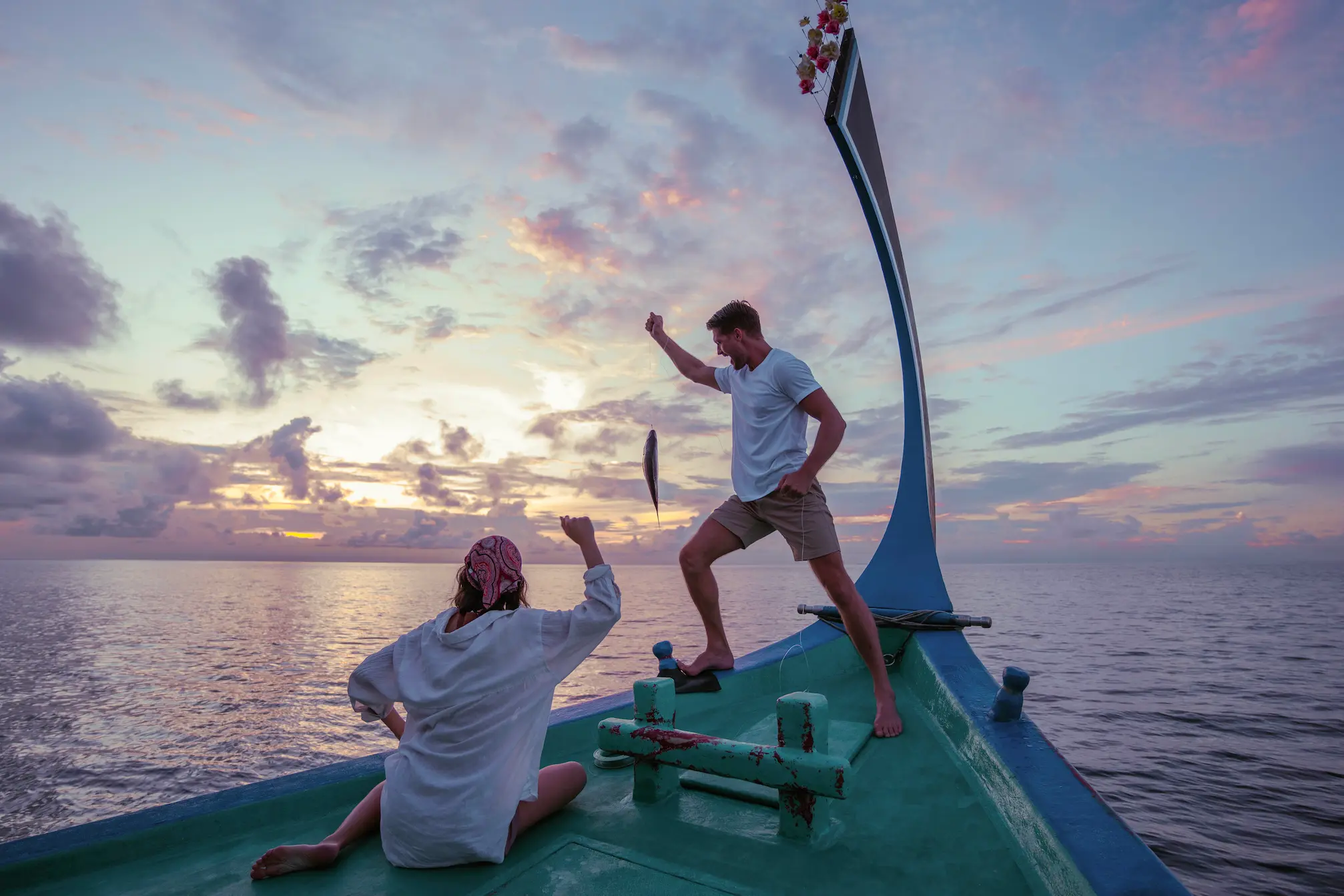 sunset fishing experience at varu by atmosphere maldives with traditional techniques and ocean views