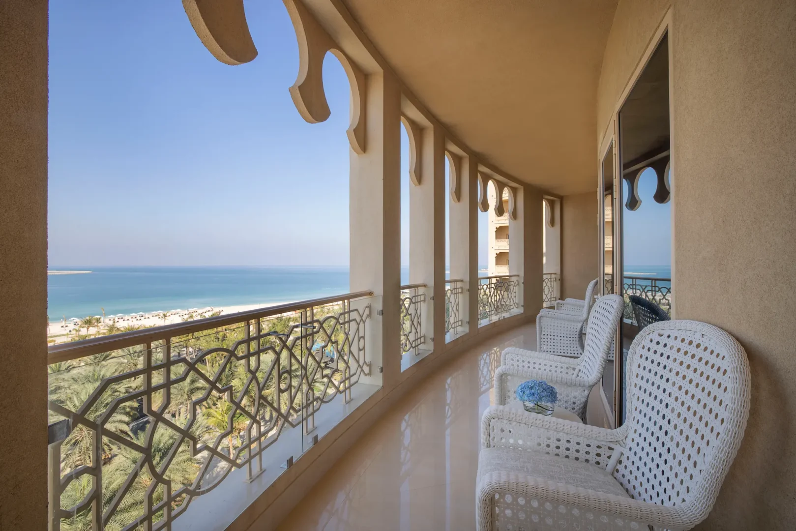 waldorf astoria ras al khaimah one bedroom ocean view suite balcony with panoramic sea view