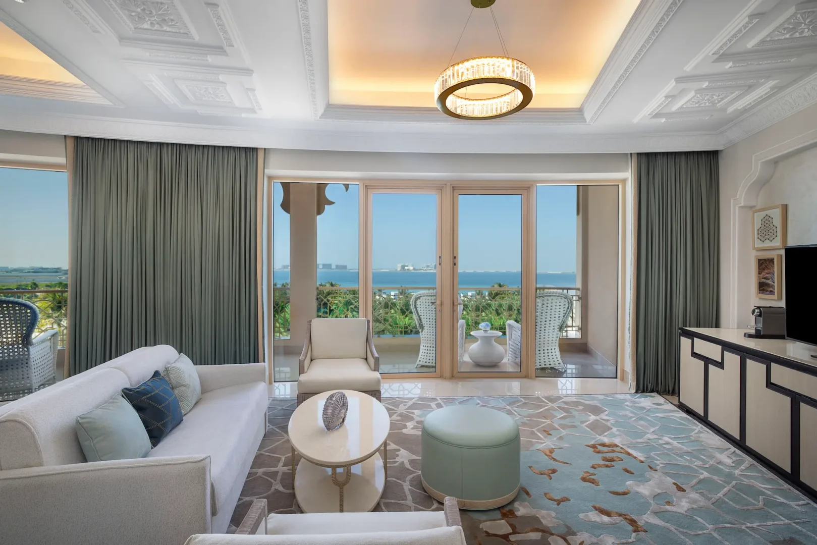 waldorf astoria ras al khaimah one bedroom ocean view suite with balcony overlooking the sea