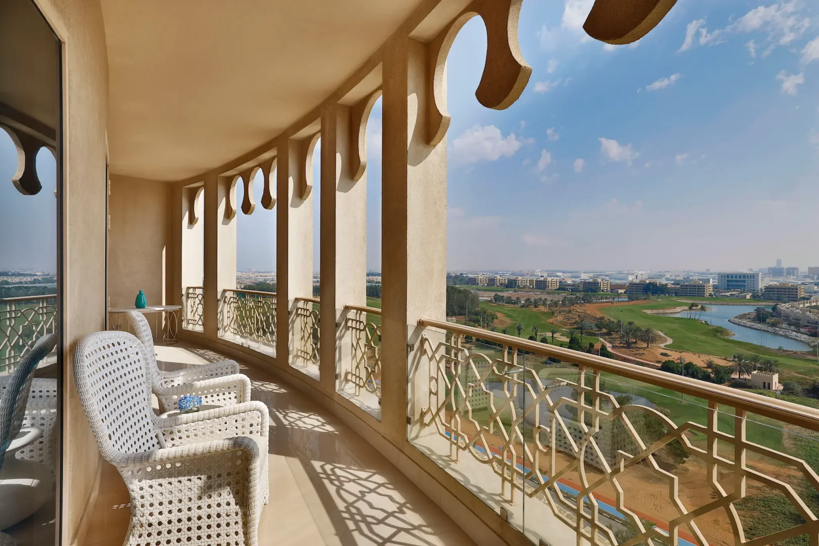 waldorf astoria ras al khaimah two queen beds premier golf course view room balcony overlooking the greens