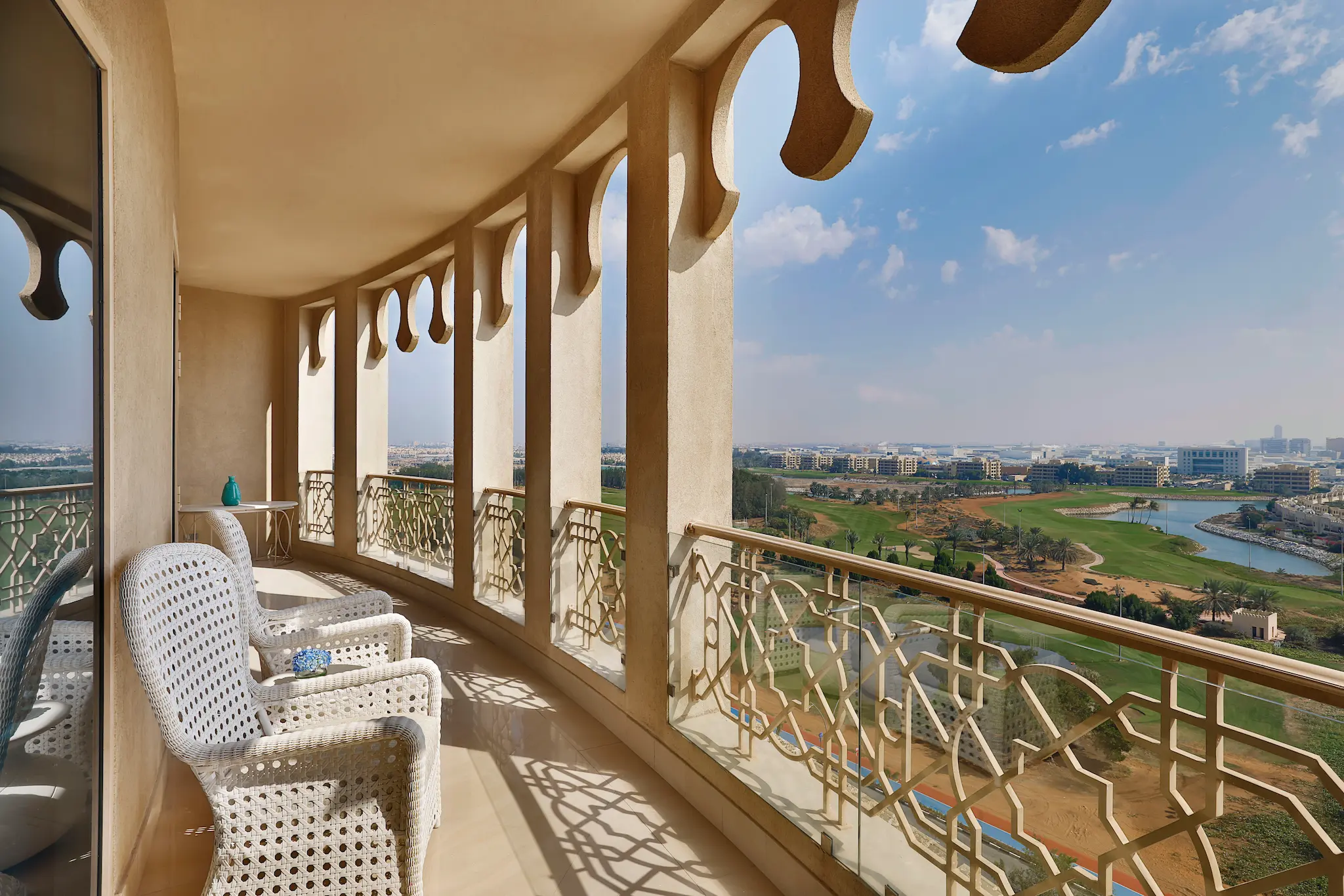 waldorf astoria ras al khaimah two queen beds premier golf course view room balcony overlooking the greens