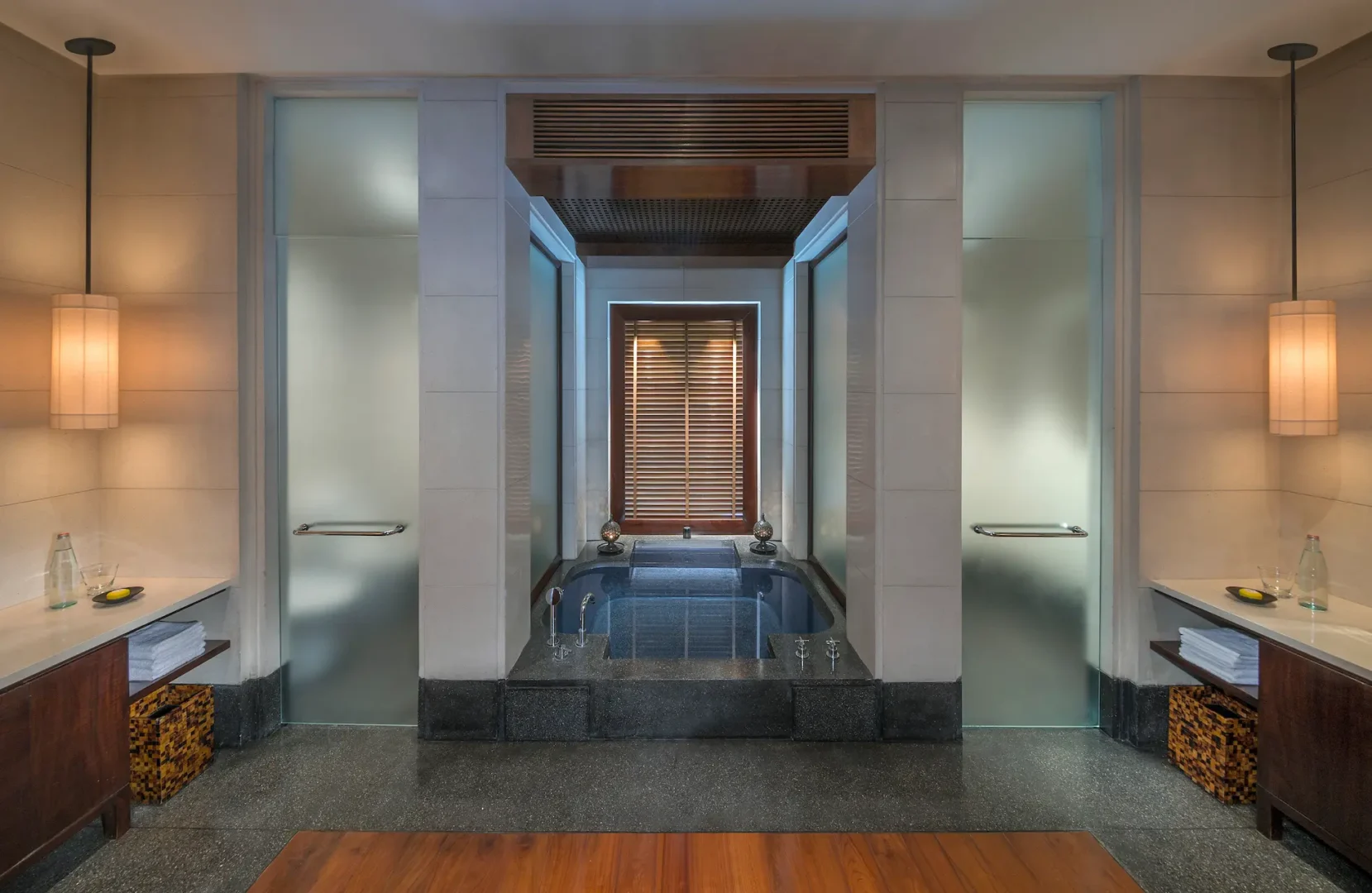 oman the chedi club suite bathroom with elegant marble finishes and refined contemporary design