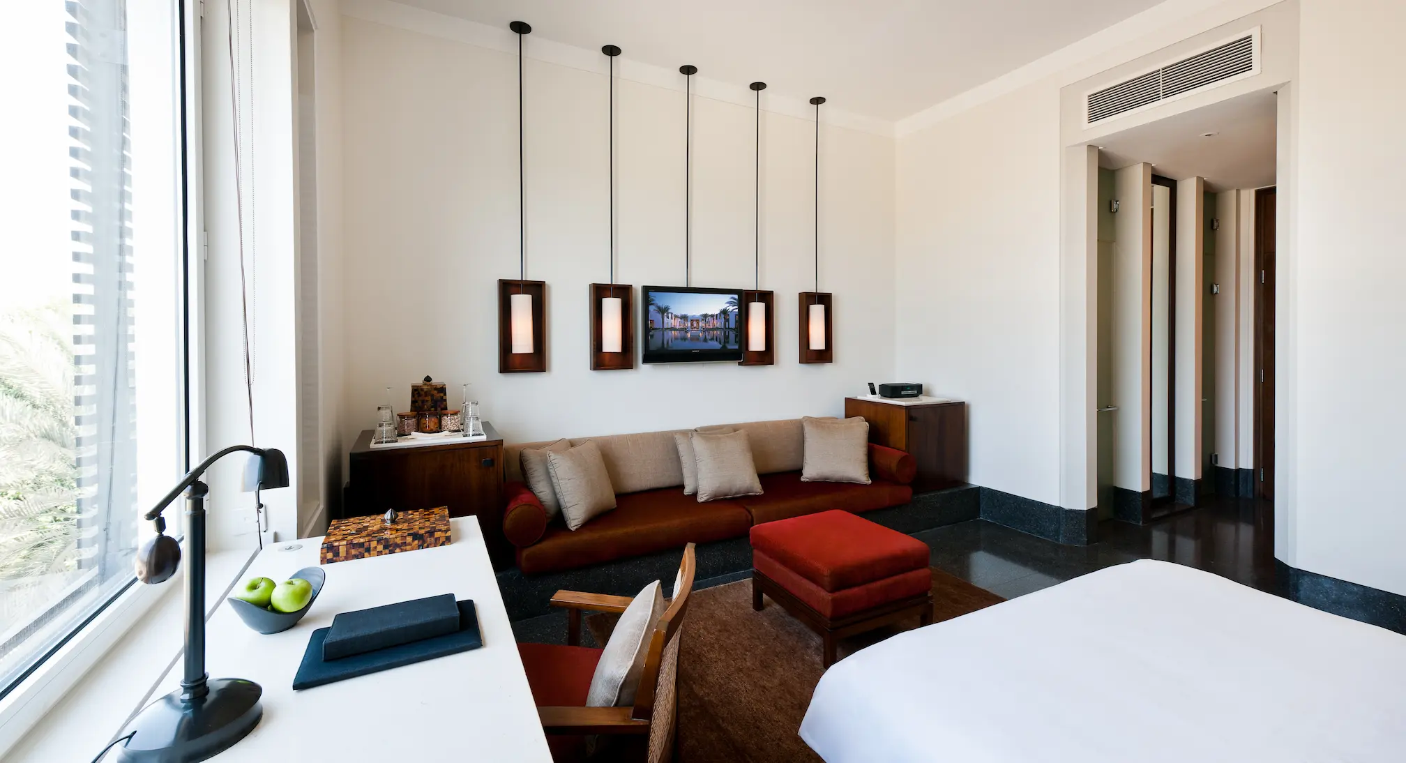 oman the chedi serai room bedroom interior in heritage setting