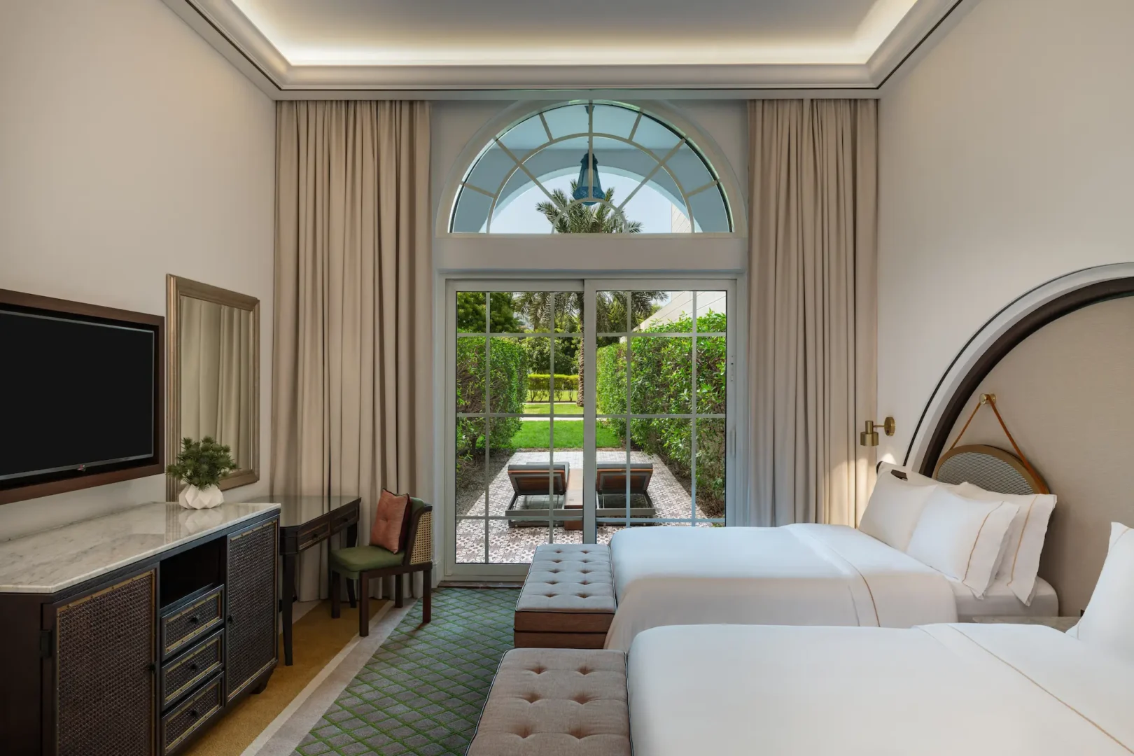 westin dubai mina seyahi beach resort marina deluxe sea-garden bedroom twin with serene interior styling