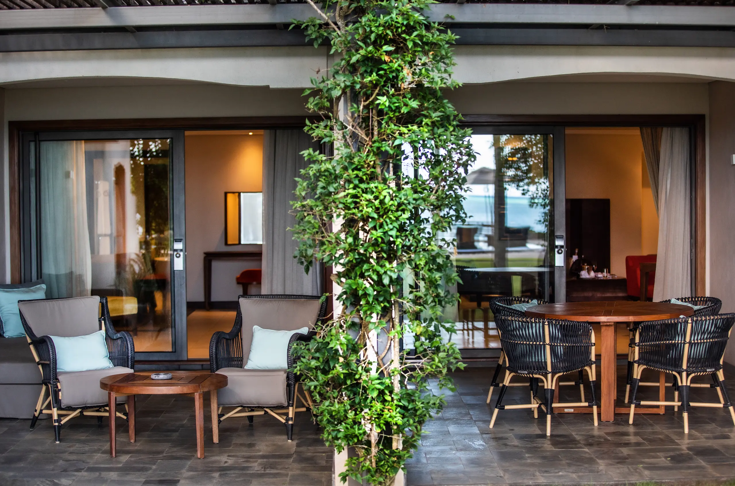 royal palm beachcomber family suite terrace with furnished outdoor terrace in grand baie mauritius