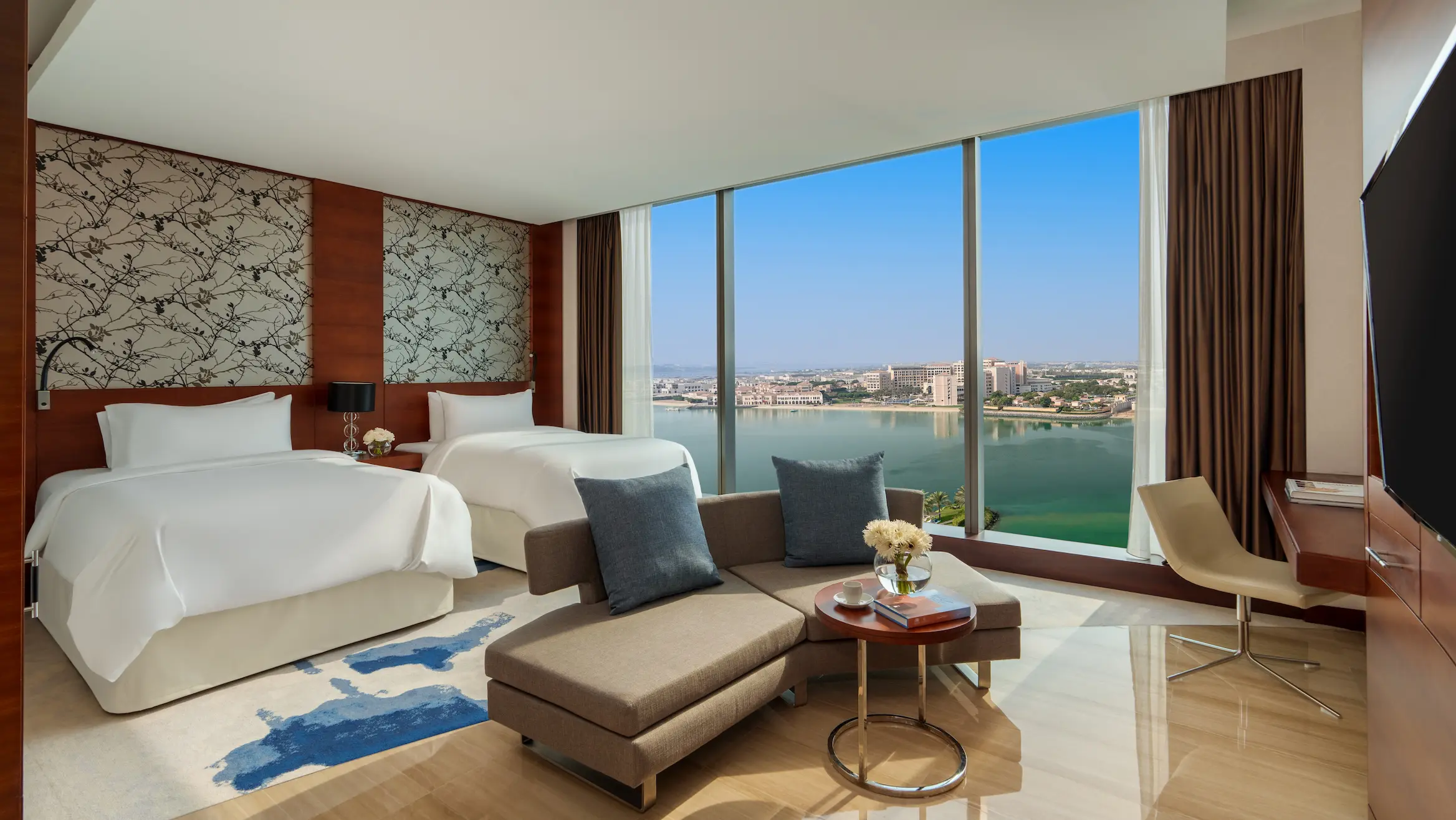 Fairmont Creek View Twin Room at Fairmont Bab Al Bahr Abu Dhabi with waterfront views across Abu Dhabi Creek