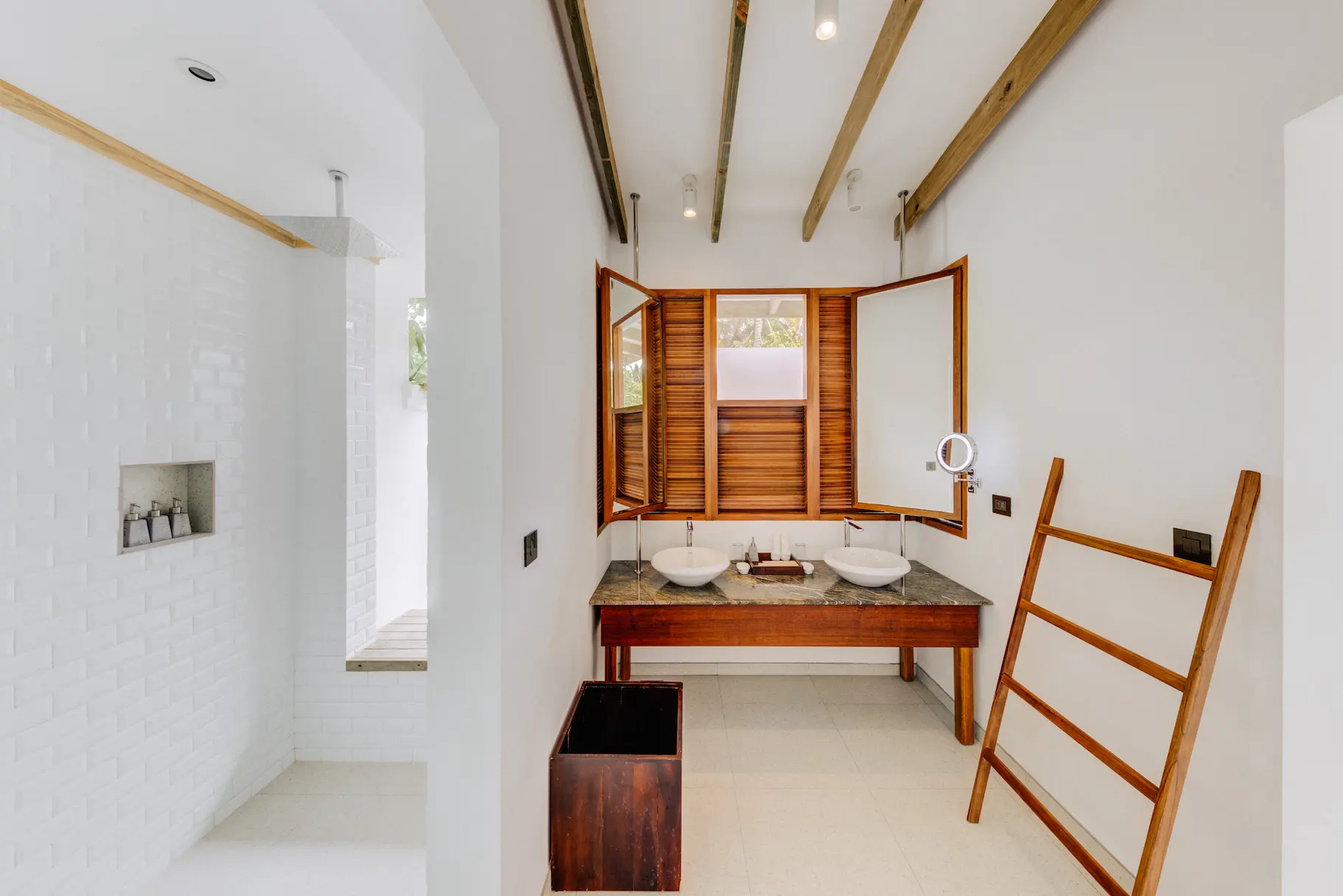 Vanity area in a Platinum Beach Bungalow at Cinnamon Hakuraa Huraa Maldives, Maldives.