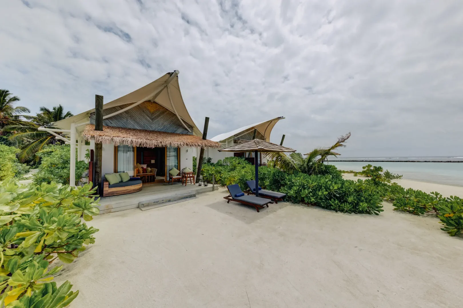 Exterior view of a Platinum Beach Bungalow at Cinnamon Hakuraa Huraa Maldives, Maldives
