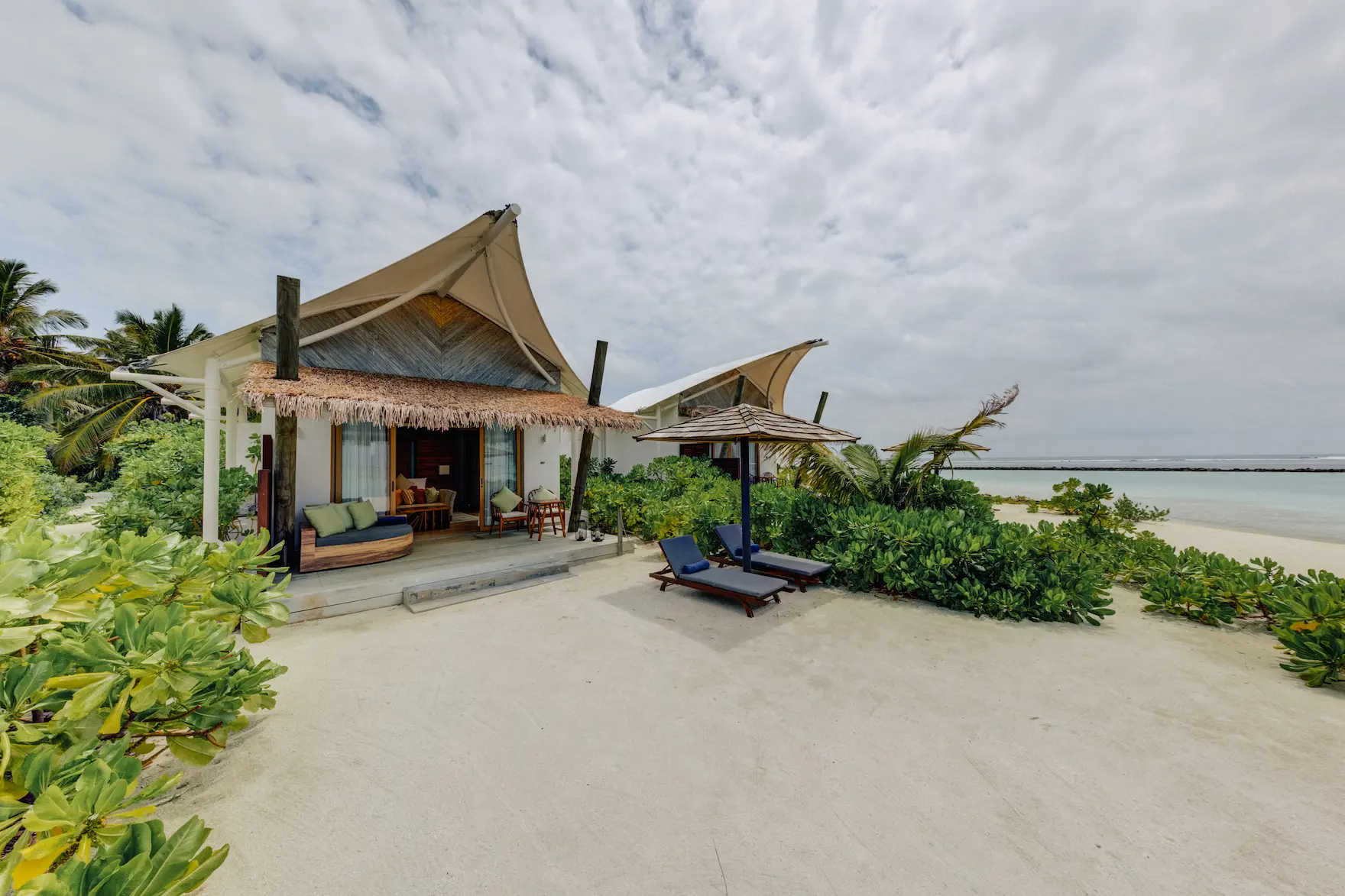 Exterior view of a Platinum Beach Bungalow at Cinnamon Hakuraa Huraa Maldives, Maldives