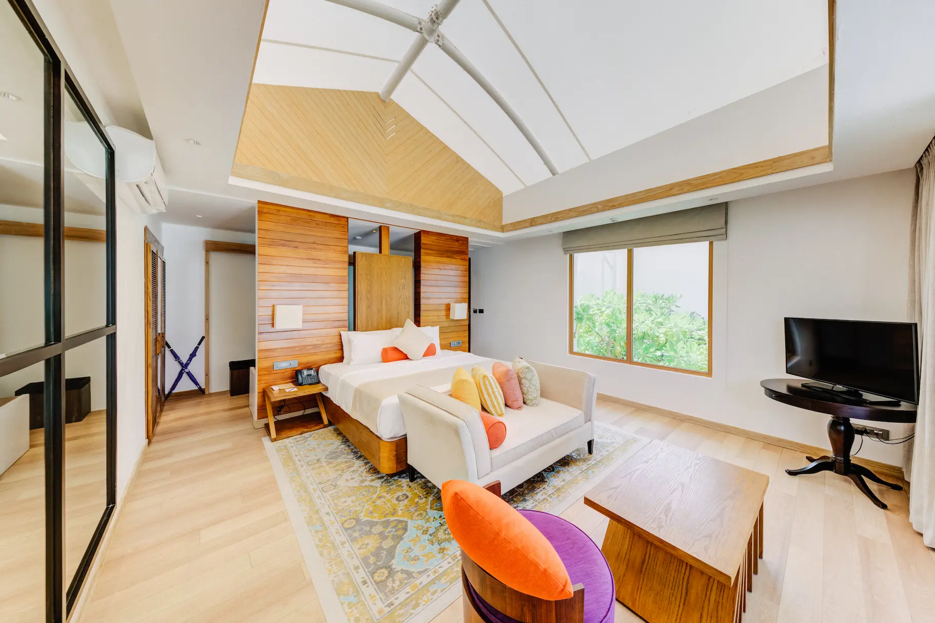 Living area in a Platinum Beach Bungalow at Cinnamon Hakuraa Huraa Maldives, Maldives.