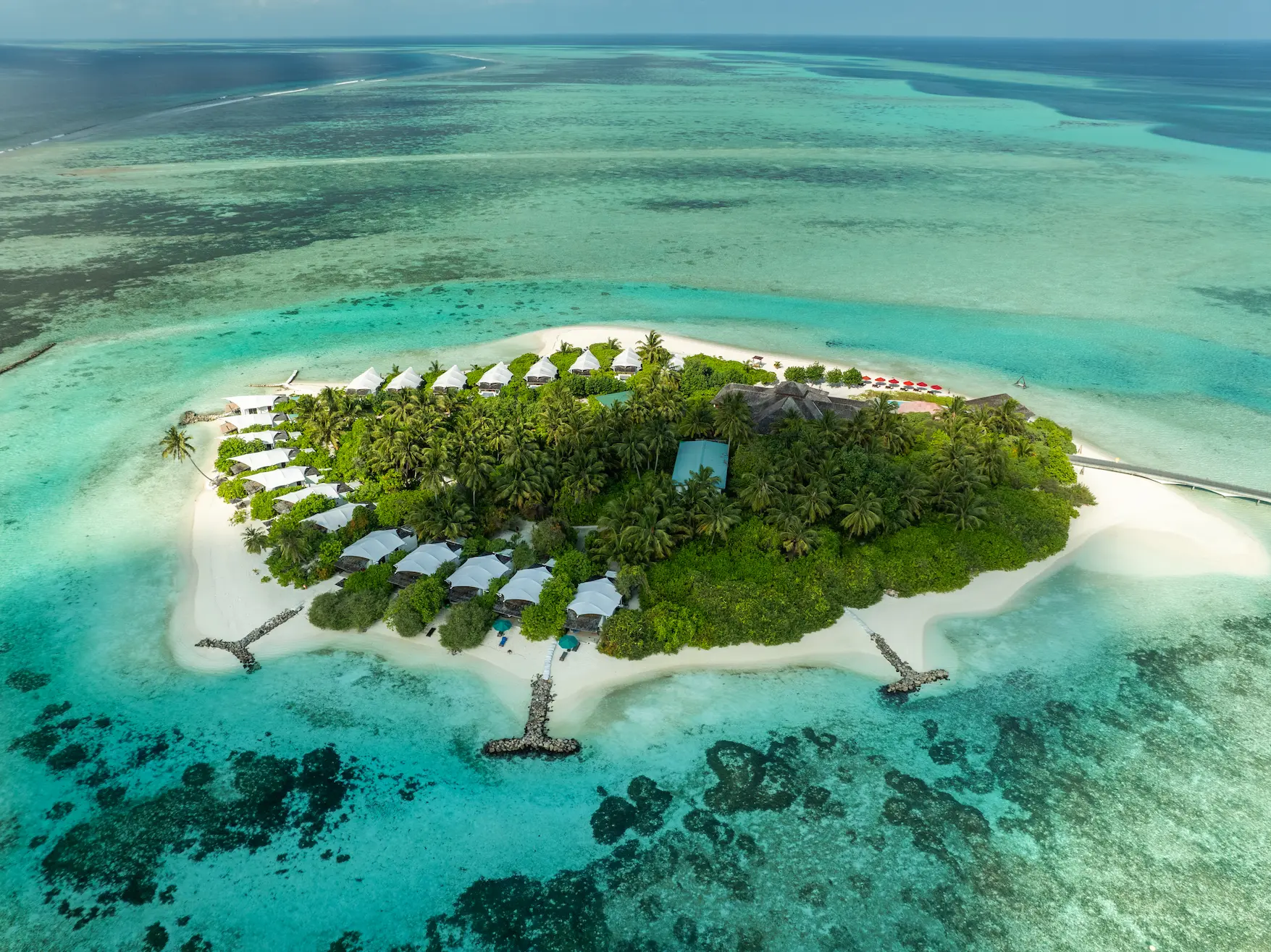 Aerial view of Platinum Island at Cinnamon Hakuraa Huraa Maldives, Maldives.