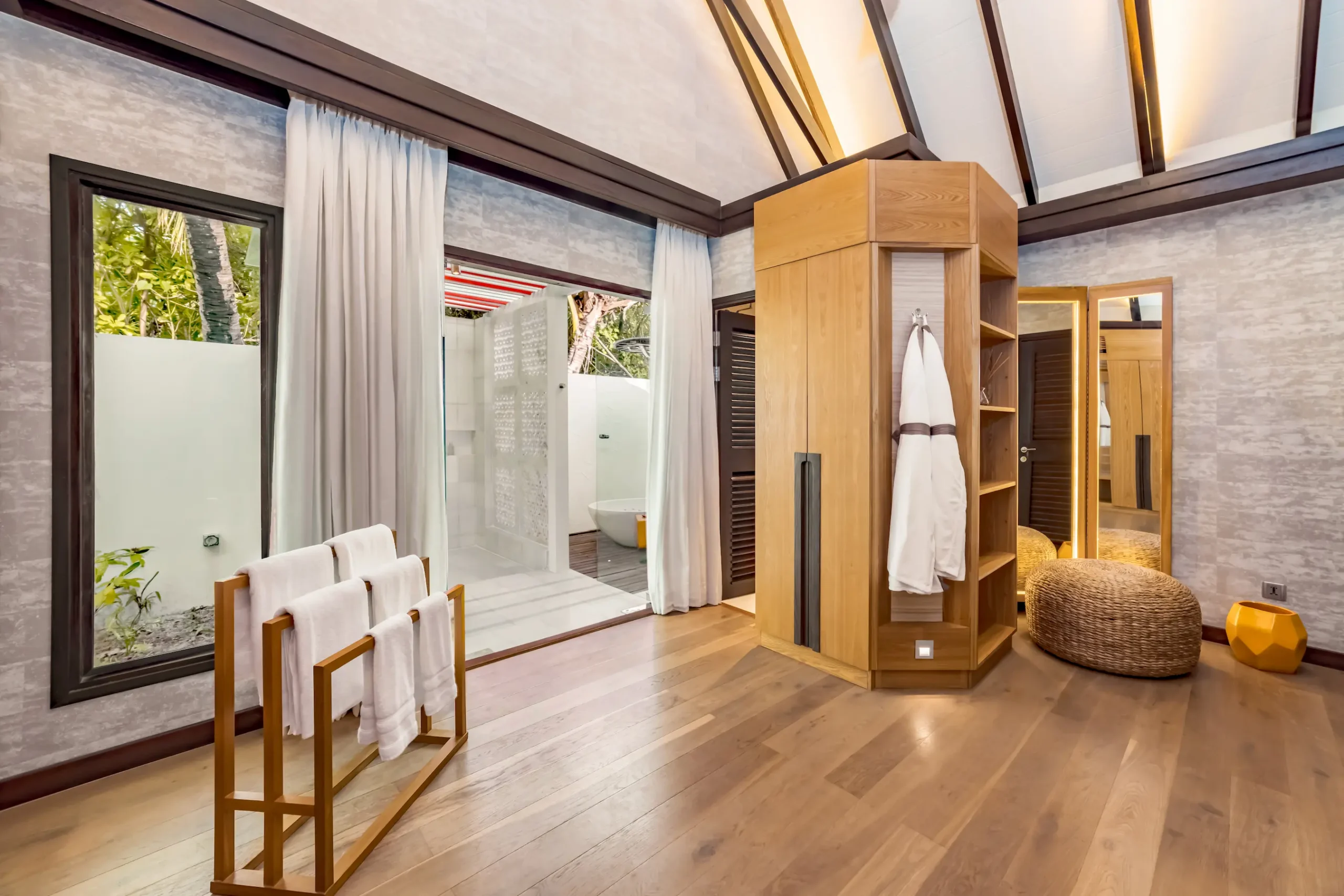 Washroom in an Earth Pool Pavilion at OZEN LIFE MAADHOO featuring contemporary fixtures, spacious interiors and en-suite facilities designed for family accommodation