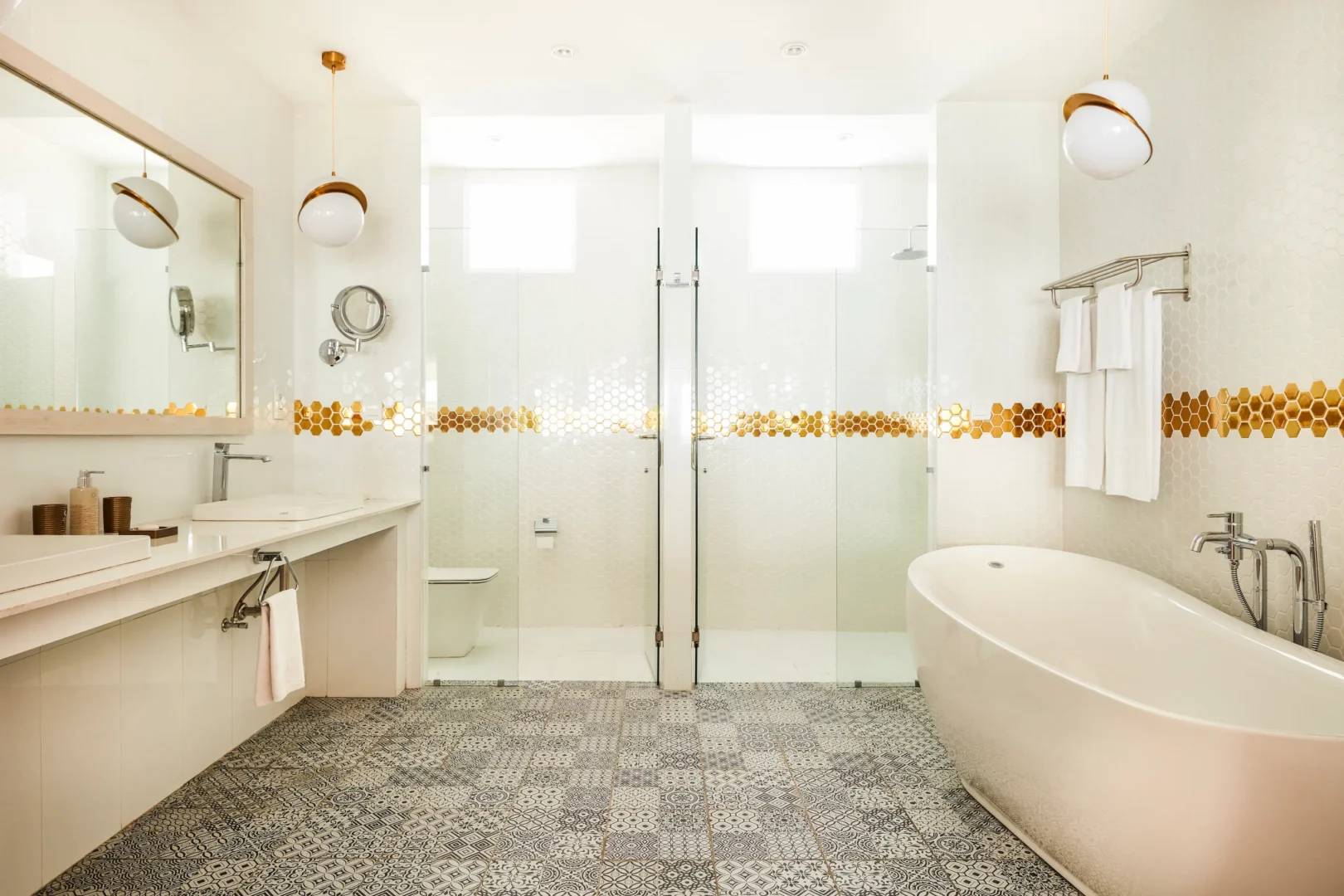 walk in shower in a grand water villa with pool at sun siyam olhuveli maldives featuring contemporary bathroom facilities