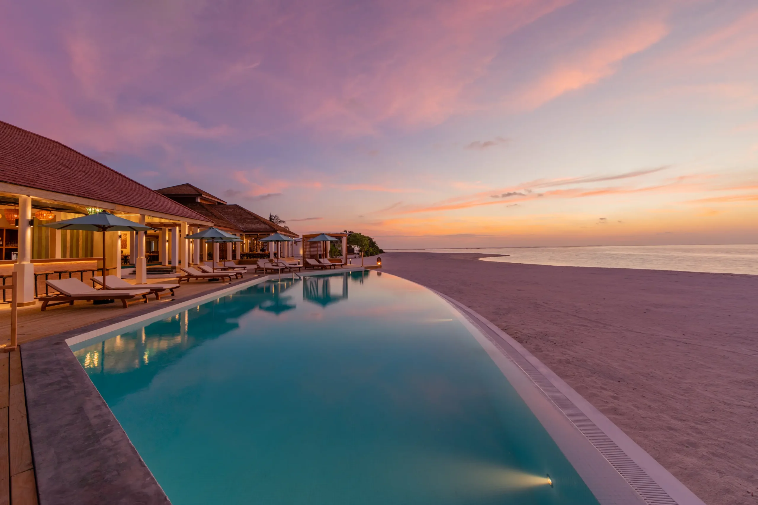 Private island pool area at Cinnamon Hakuraa Huraa Maldives, Maldives.